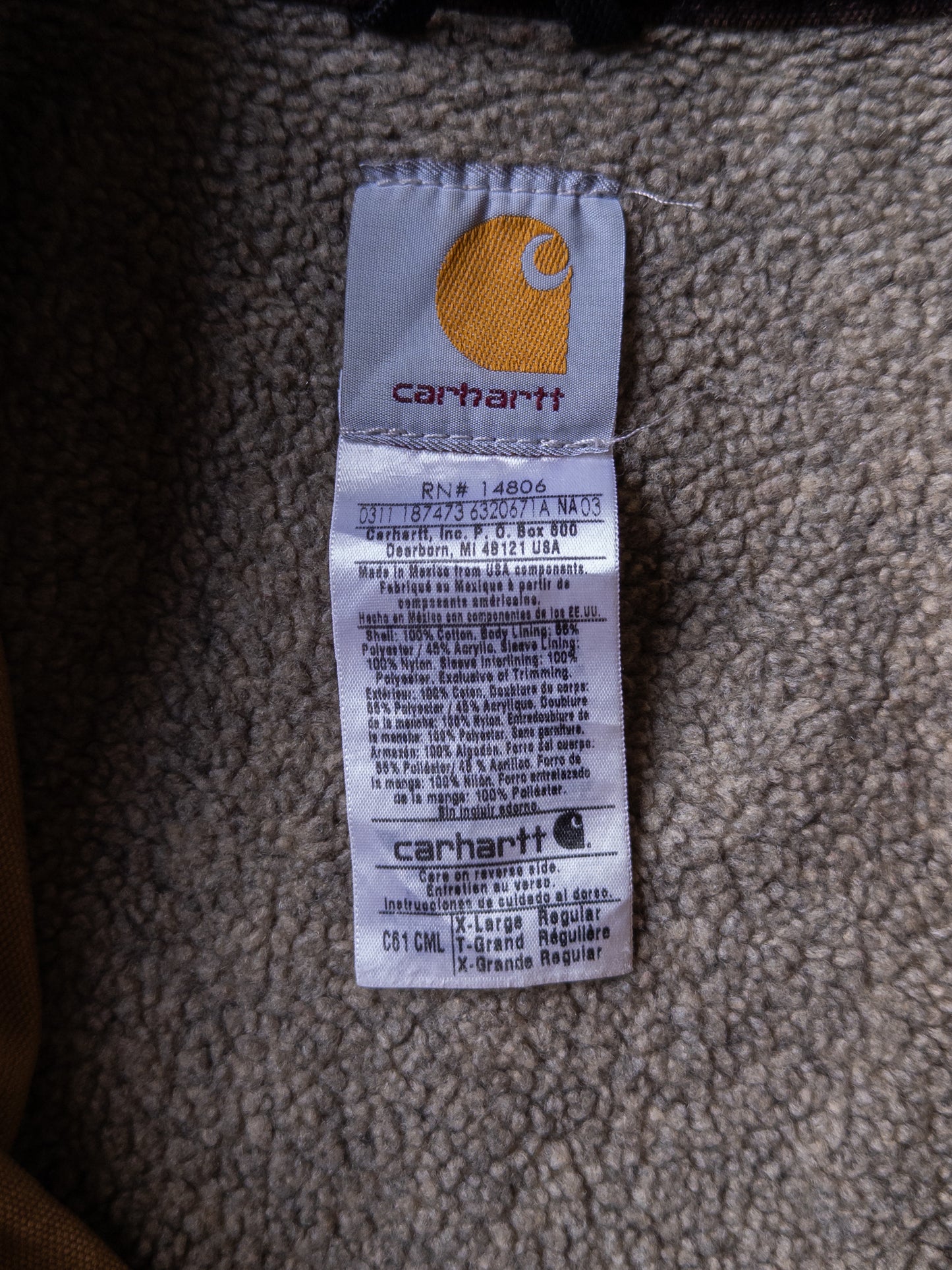 Vintage 2000s Carhartt Sherpa Lined Chore Coat - XL