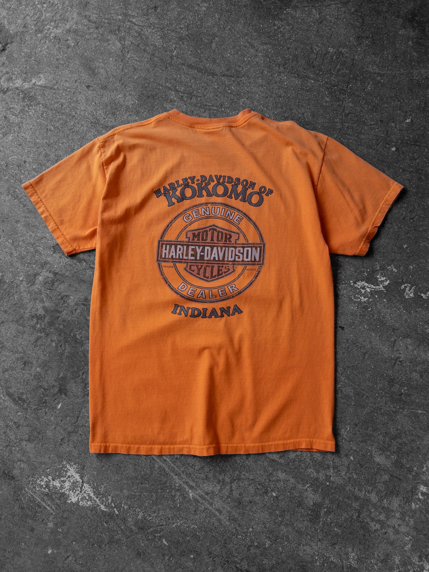 Vintage 2000s Harley Davidson Faded Orange Tee - Large