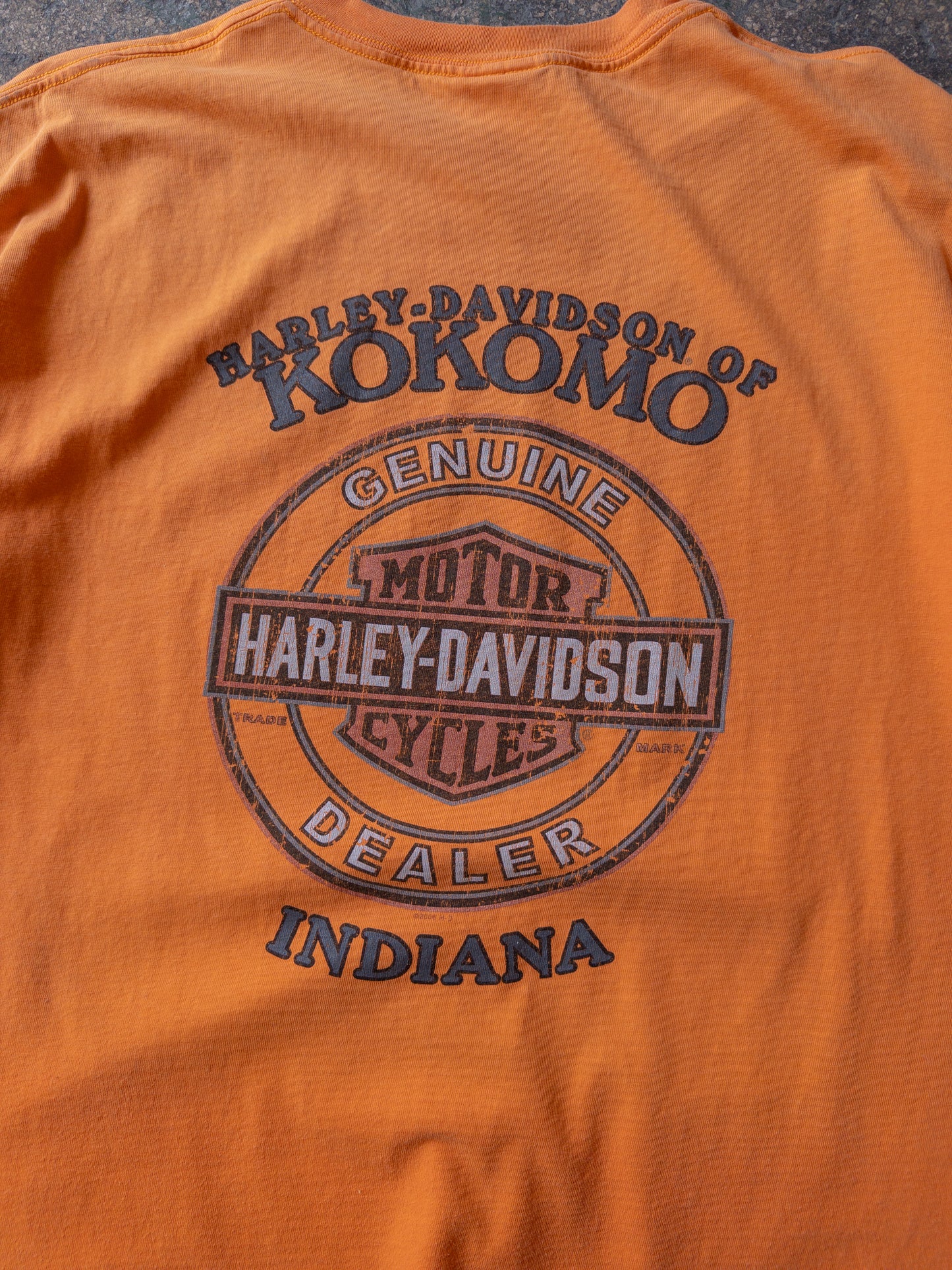 Vintage 2000s Harley Davidson Faded Orange Tee - Large