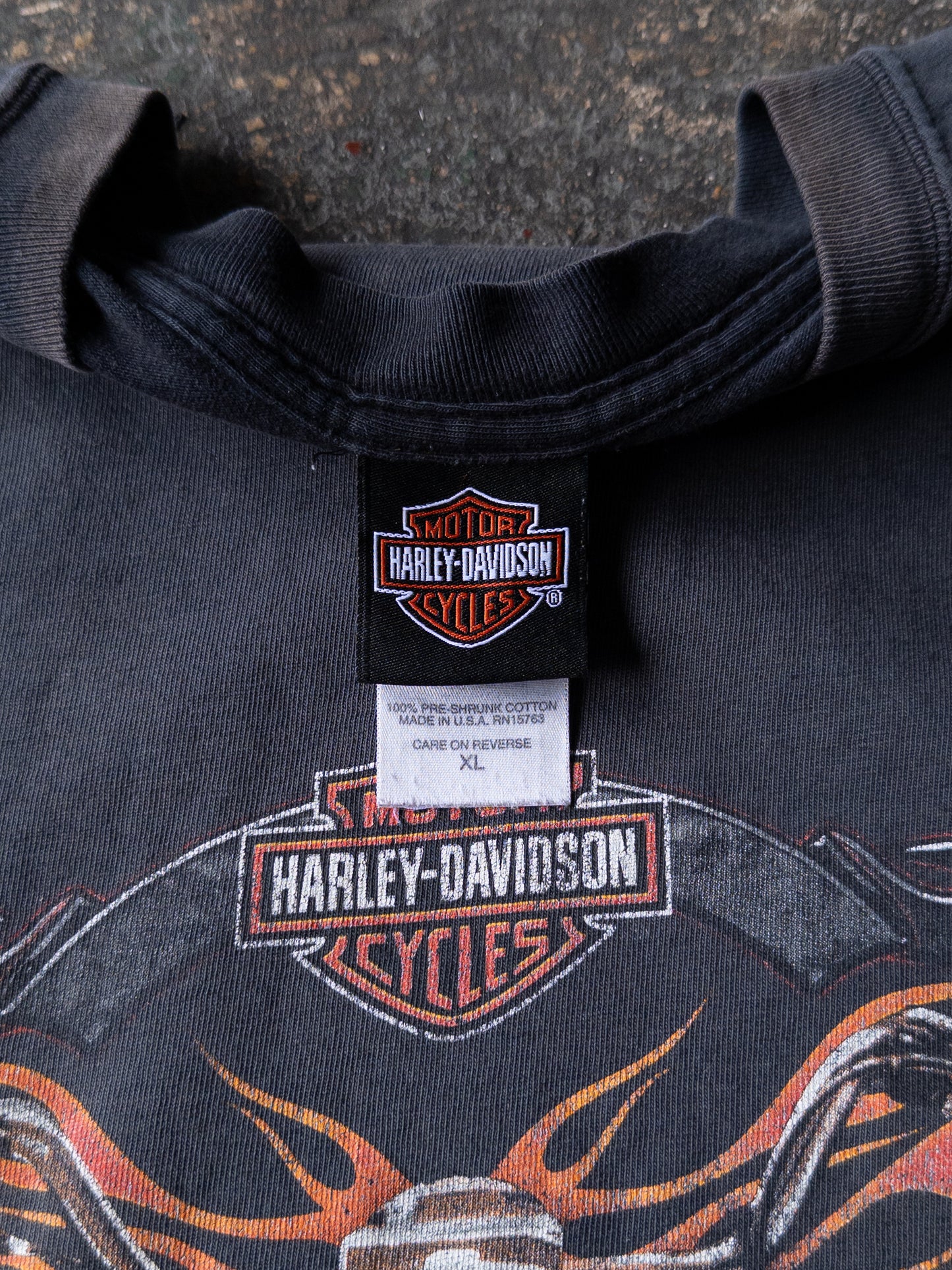 Vintage 2000s Harley Davidson Faded Flames Tee - XL