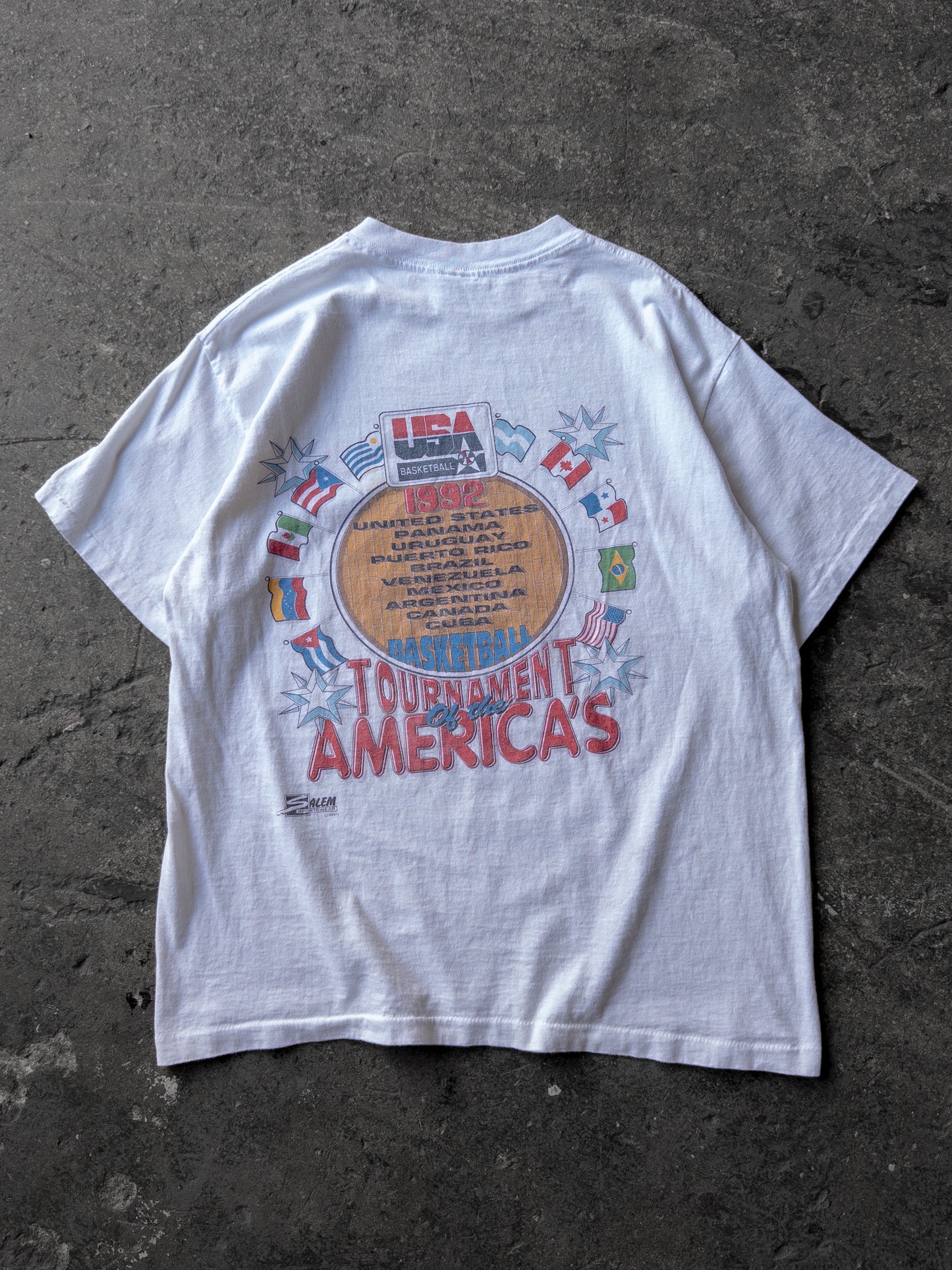 Vintage 90s Team USA Basketball Caricature Tee - XL