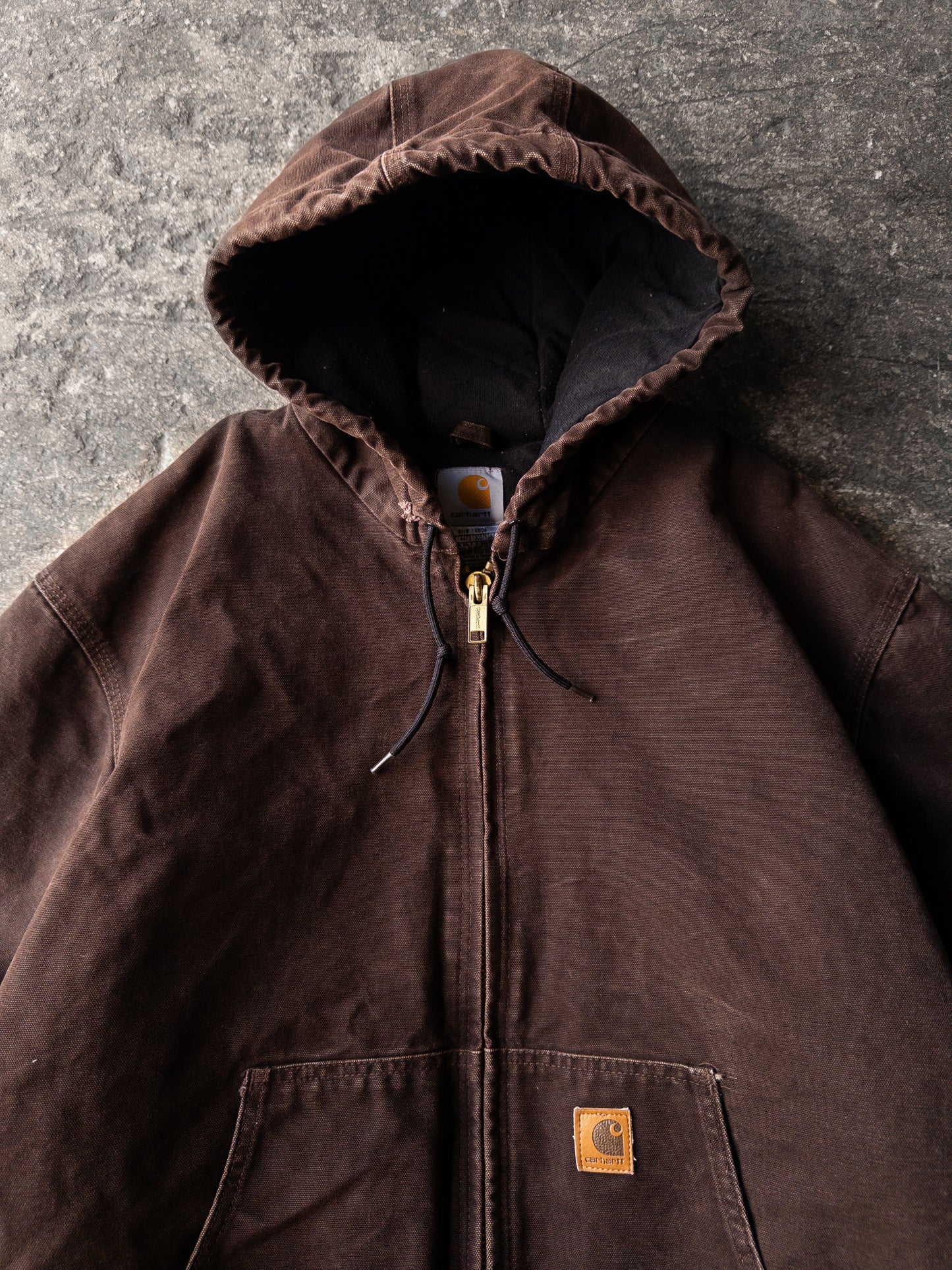 Vintage 2000s Carhartt Dark Brown Faded Hooded Jacket - XL