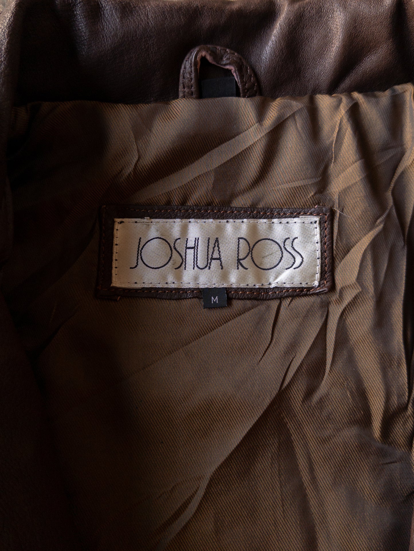 Vintage 90s Joshua Ross Brown Leather Bomber Jacket - Medium