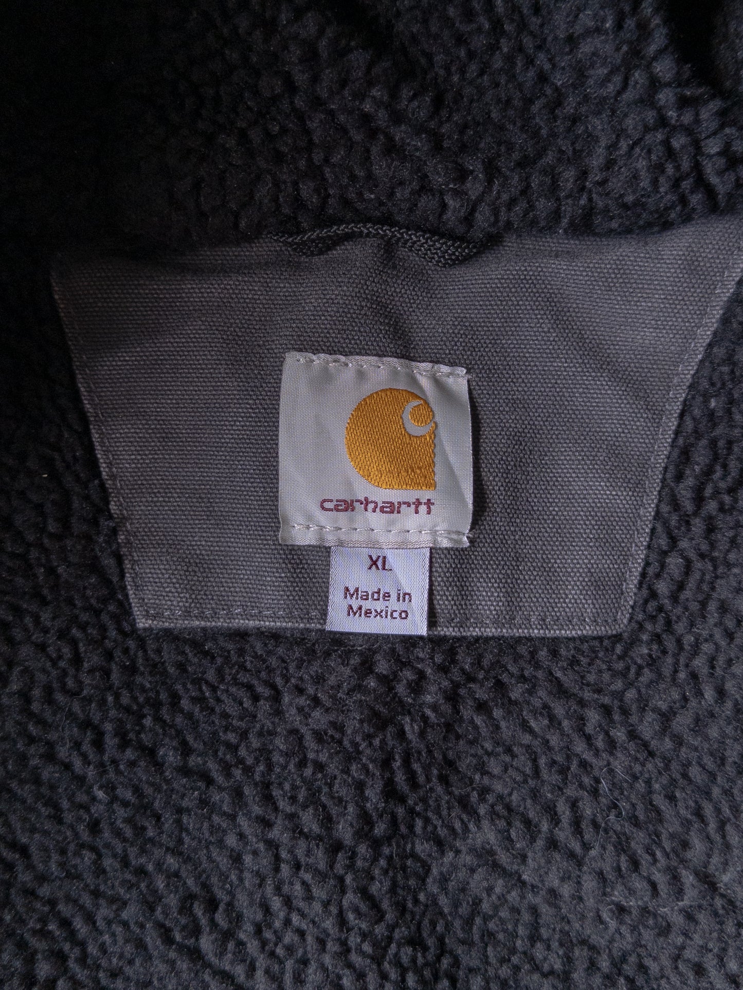 Carhartt Gray Sherpa Lined Hooded Work Jacket - XL