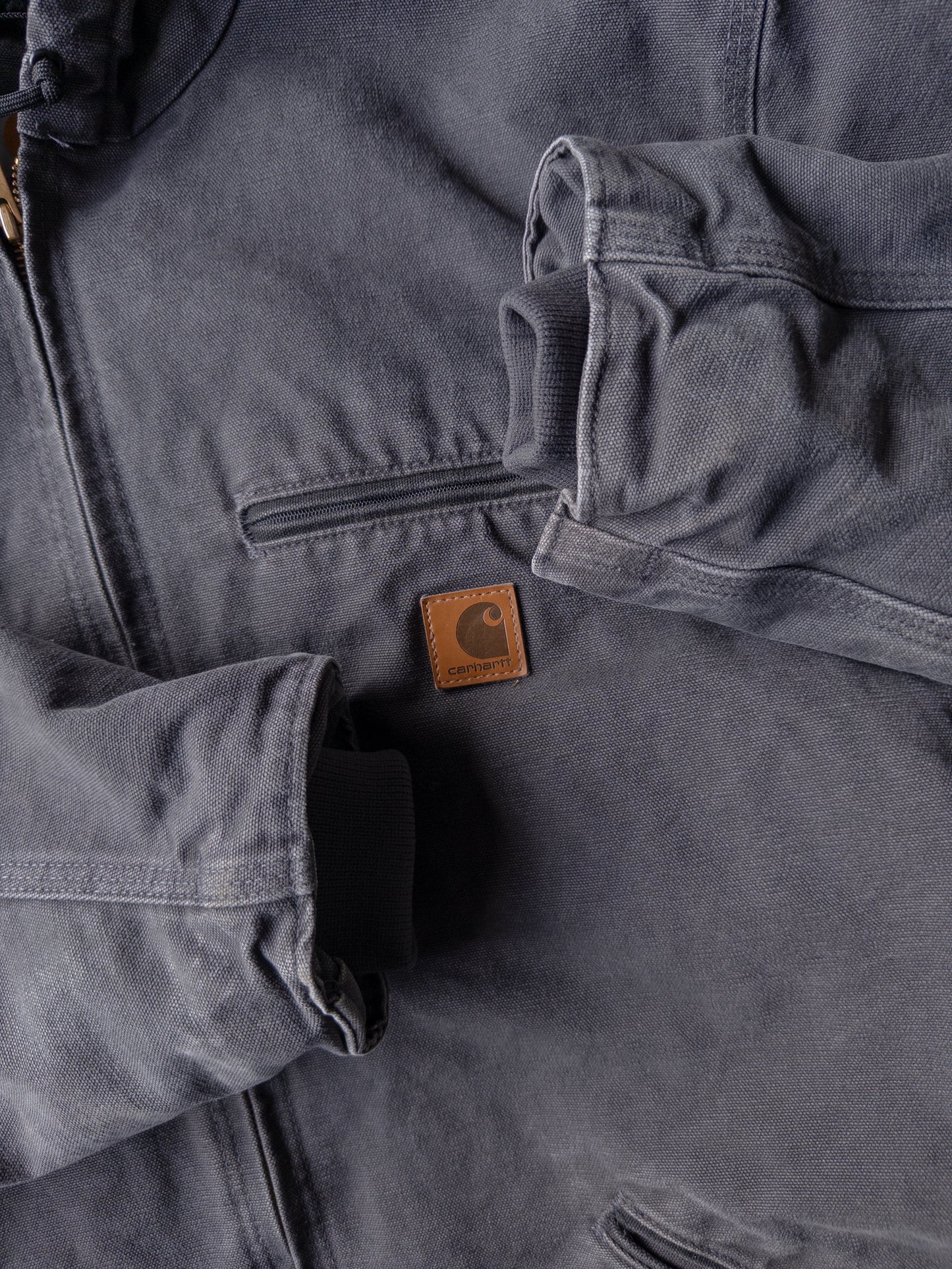 Carhartt Gray Sherpa Lined Hooded Work Jacket - XL