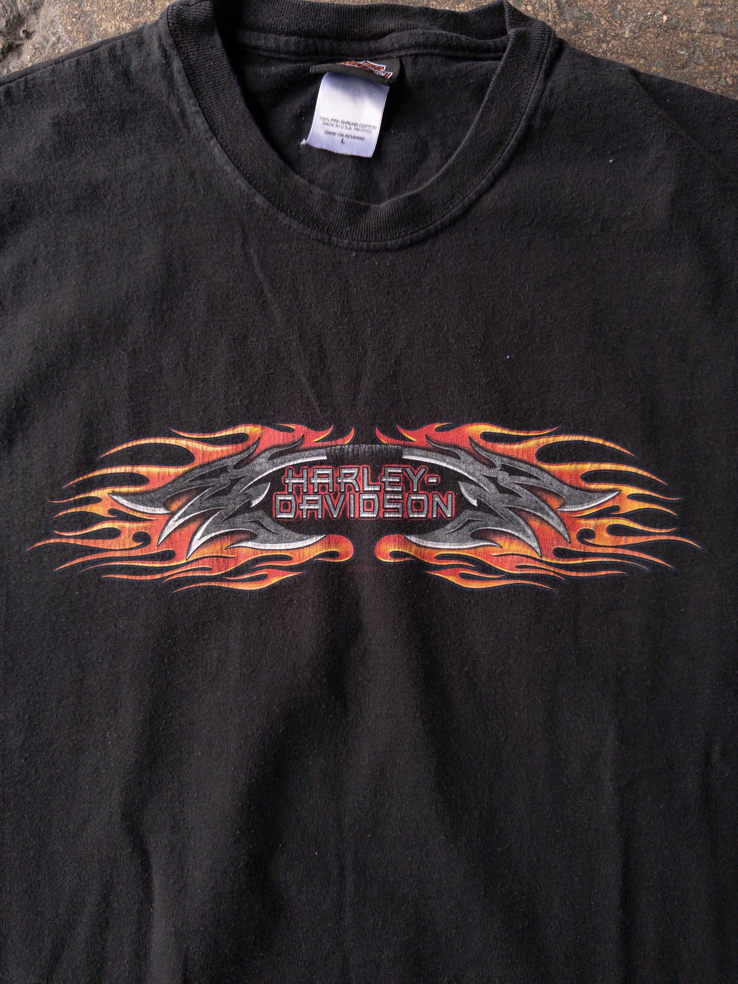 Vintage 2000s Harley Davidson Flames Cut Off Tee - Large