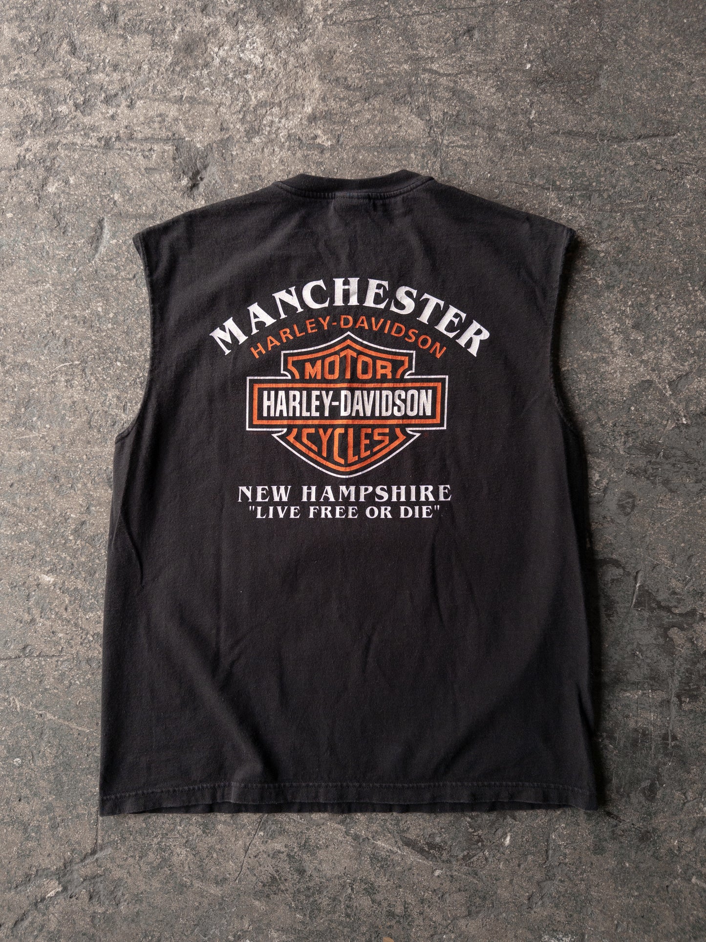 Vintage 2000s Harley Davidson Flames Cut Off Tee - Large