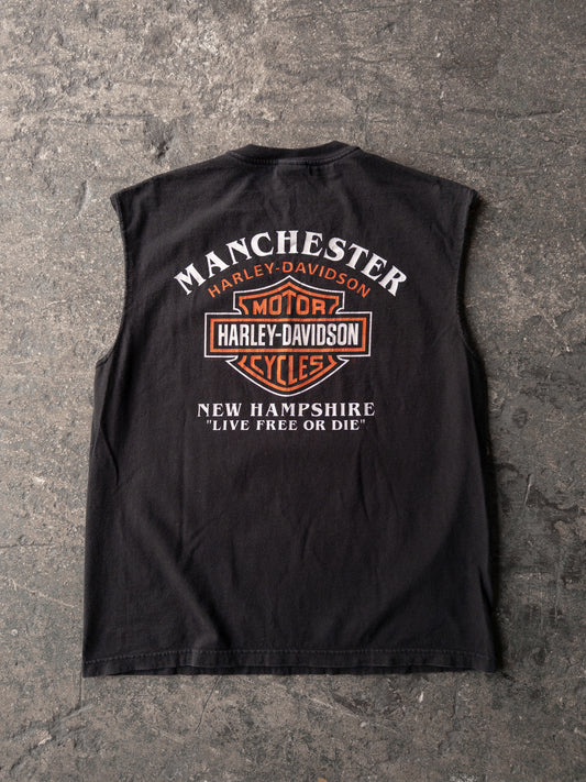 Vintage 2000s Harley Davidson Flames Cut Off Tee - Large