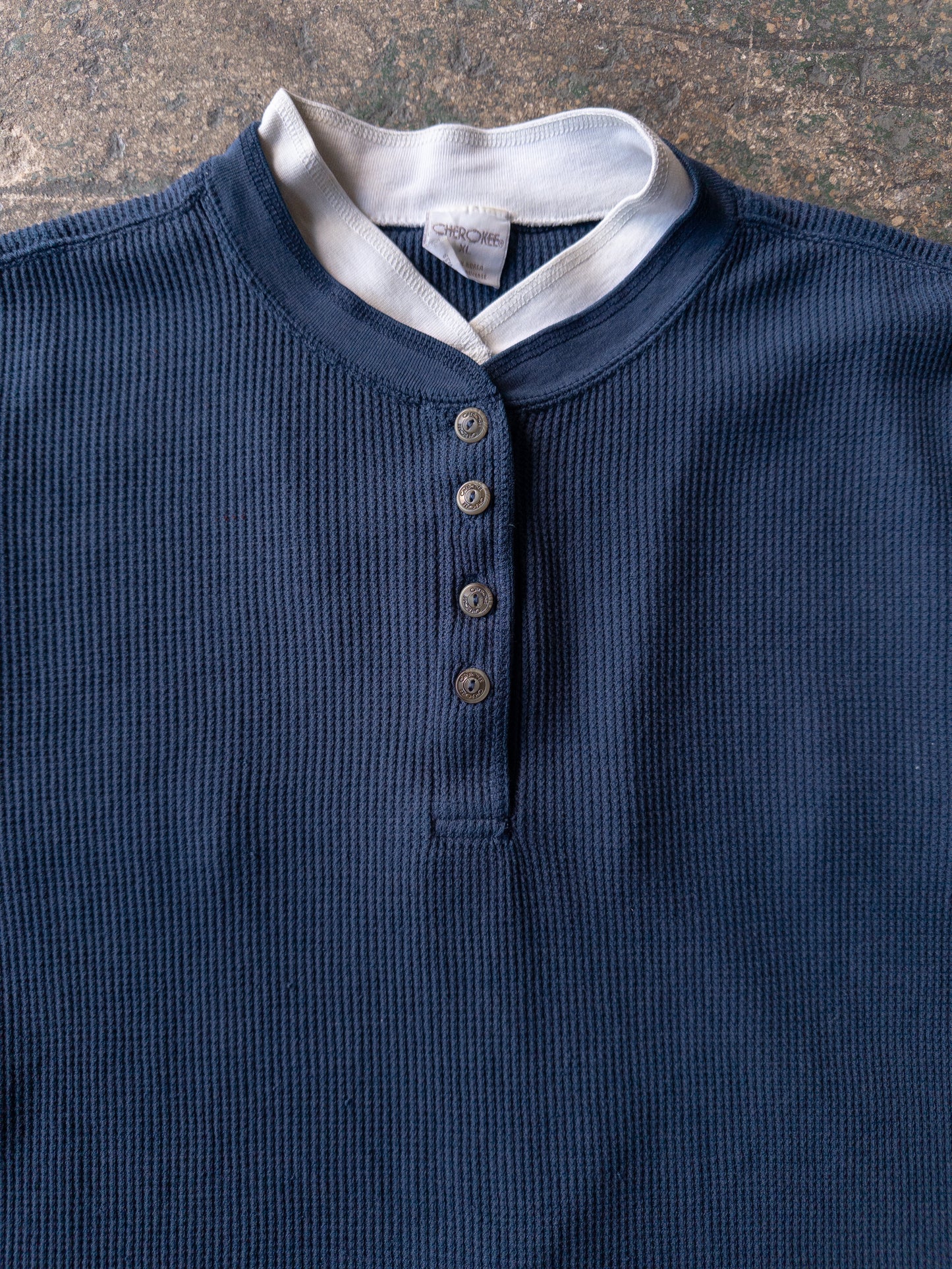 Vintage 2000s Cherokee Two Tone Blue Thermal - XL