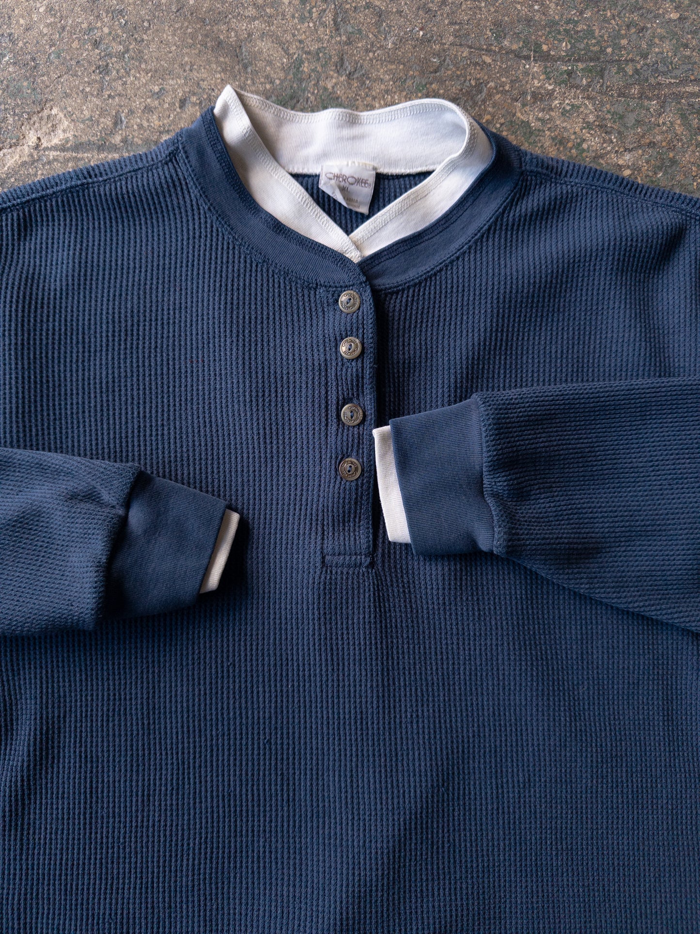 Vintage 2000s Cherokee Two Tone Blue Thermal - XL