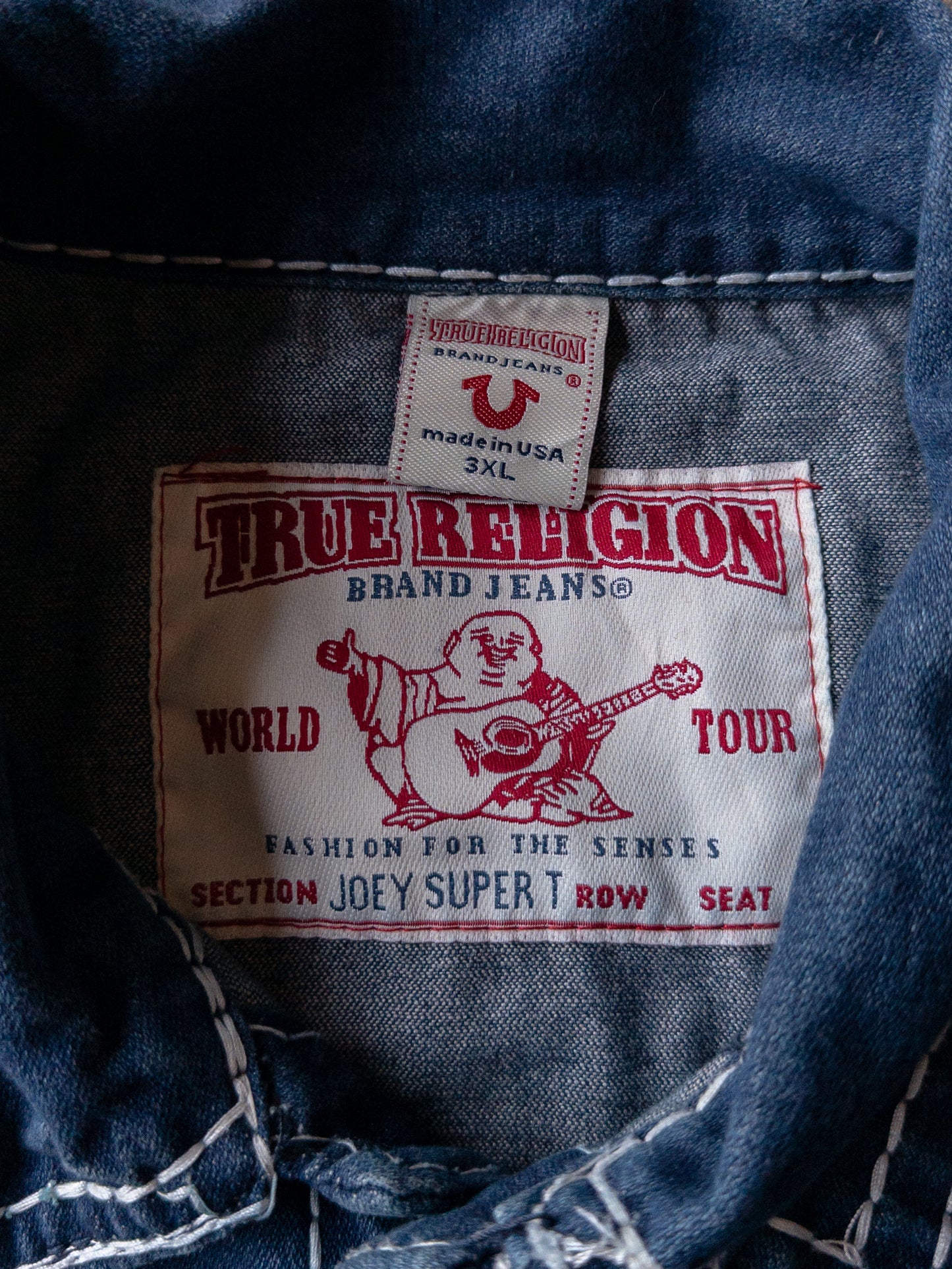 Vintage 2000s True Religion Joey Super T Denim Trucker Jacket - 3XL