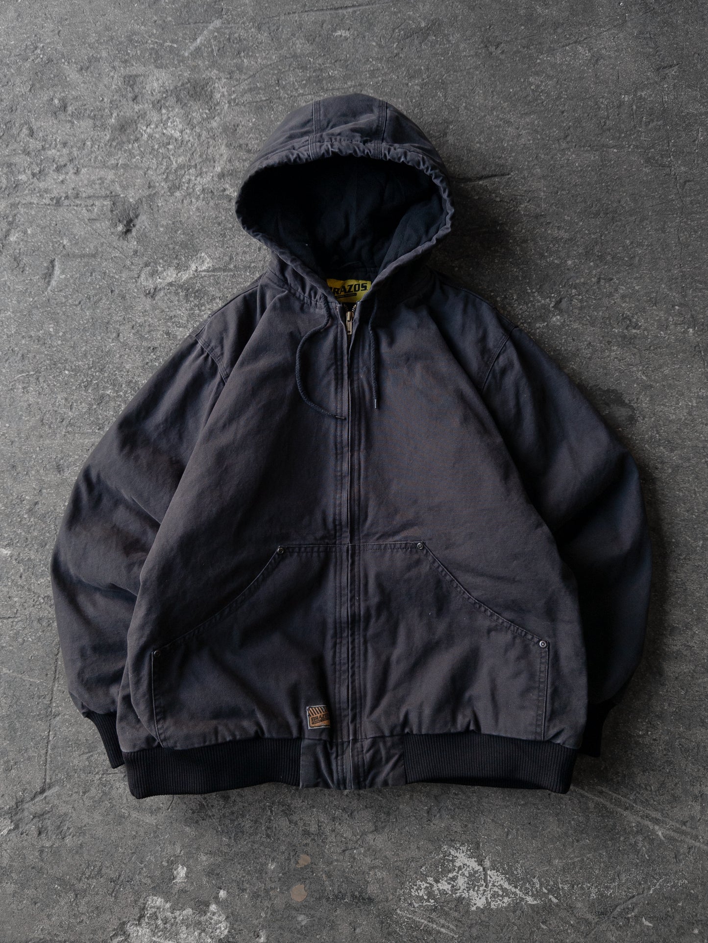 Vintage 2000s Brazos Faded Black Hooded Work Jacket - Large