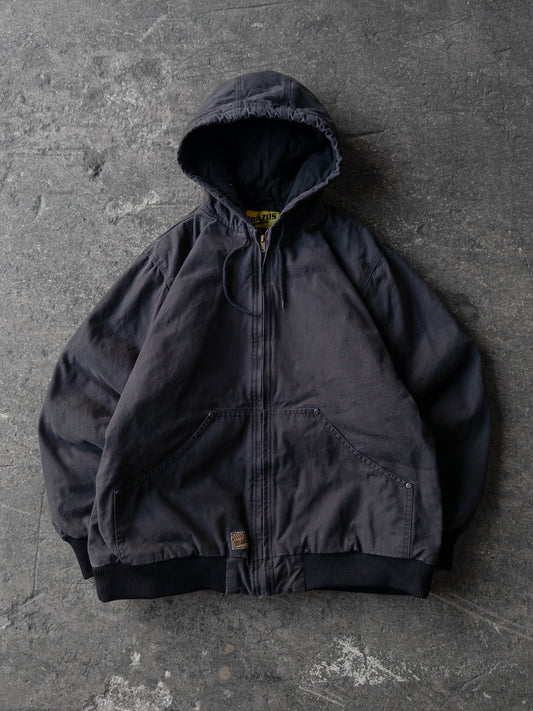 Vintage 2000s Brazos Faded Black Hooded Work Jacket - Large