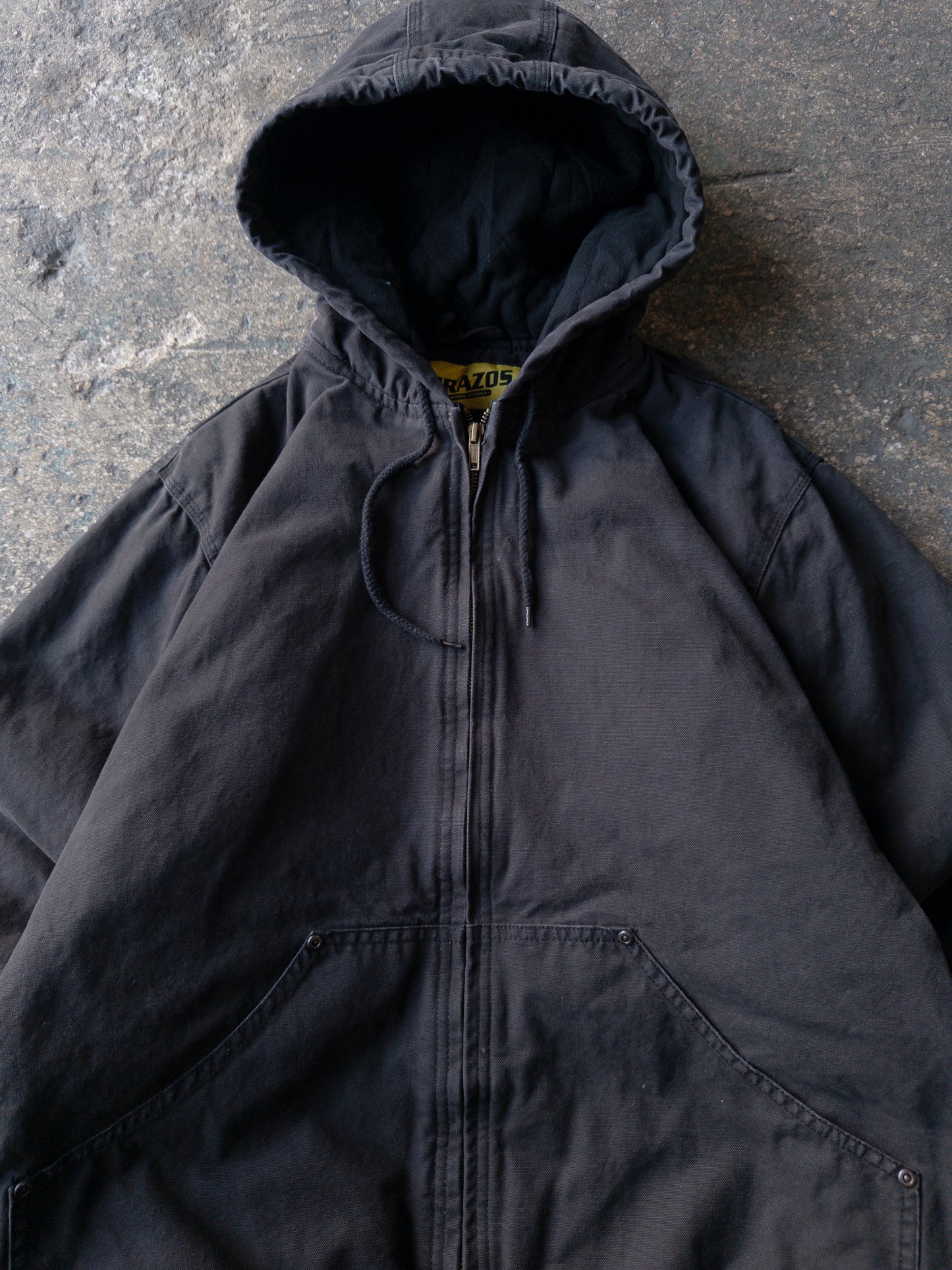 Vintage 2000s Brazos Faded Black Hooded Work Jacket - Large