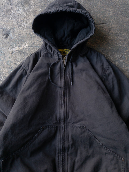 Vintage 2000s Brazos Faded Black Hooded Work Jacket - Large