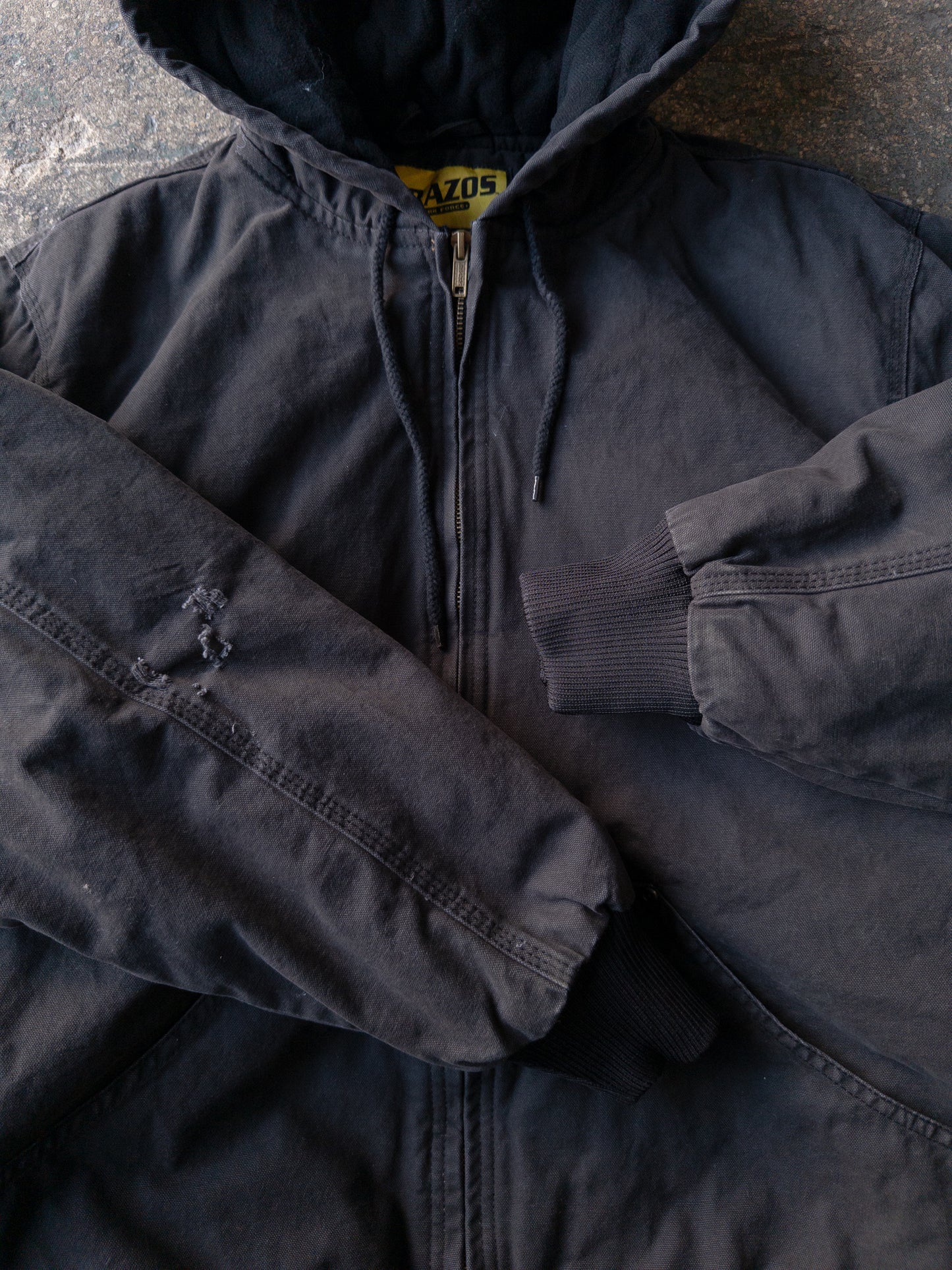 Vintage 2000s Brazos Faded Black Hooded Work Jacket - Large