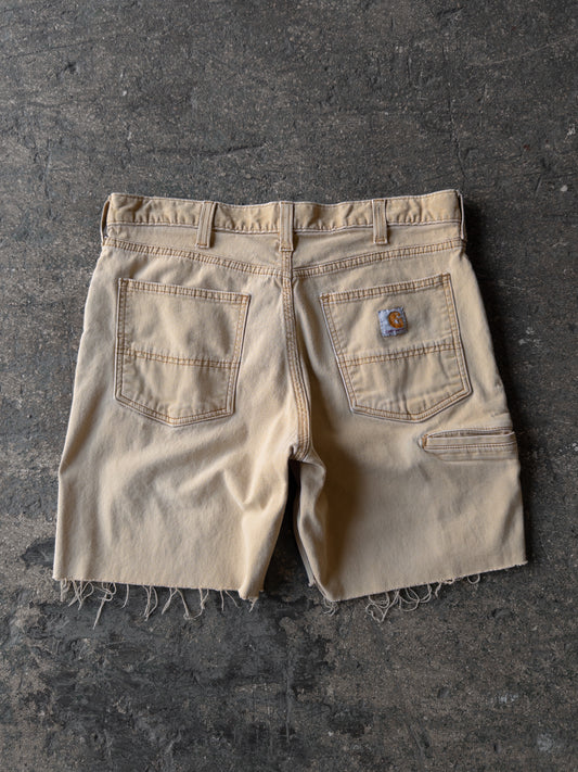 Carhartt Tan Faded Distressed Re-Worked Shorts - 34