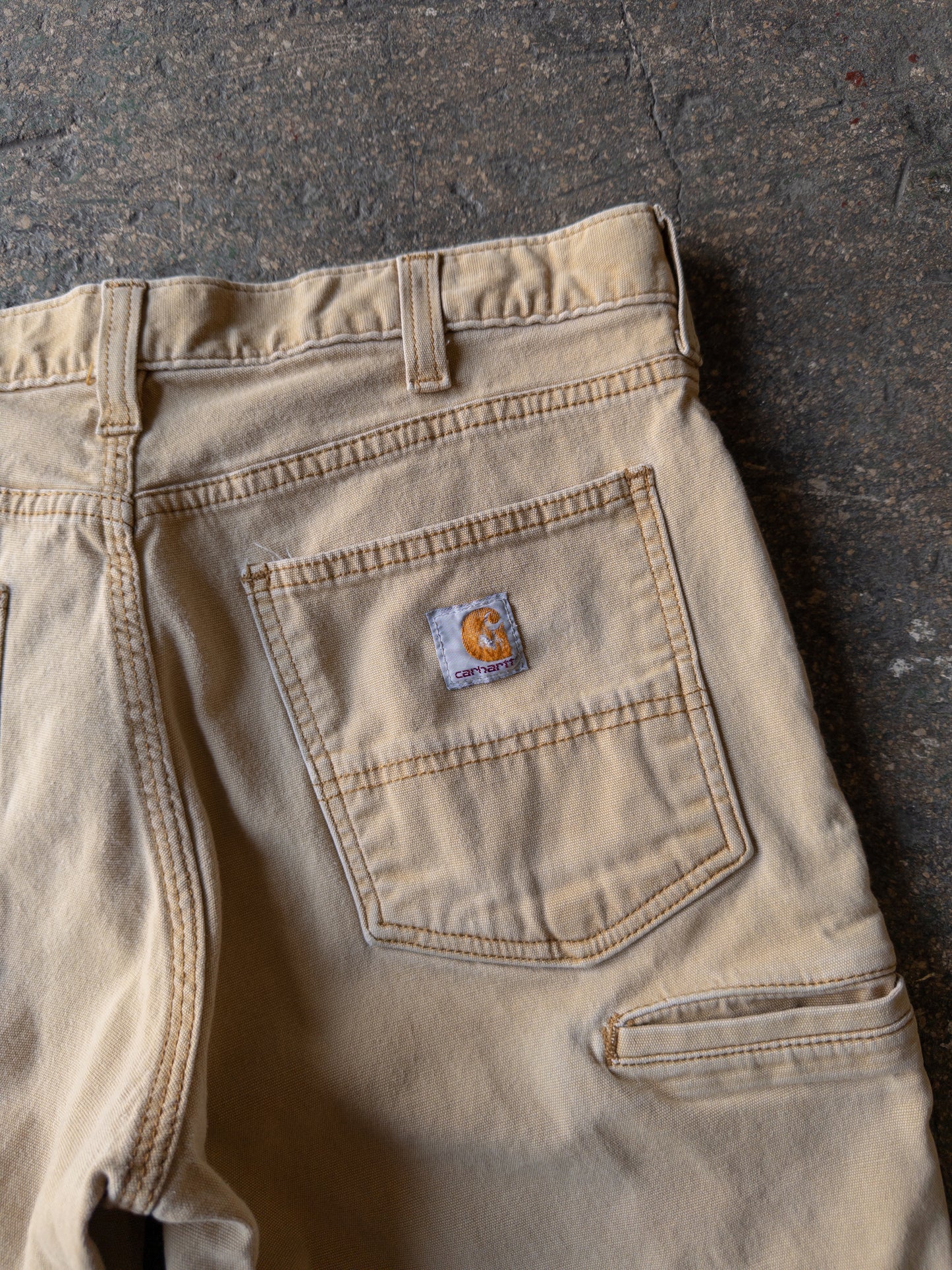 Carhartt Tan Faded Distressed Re-Worked Shorts - 34