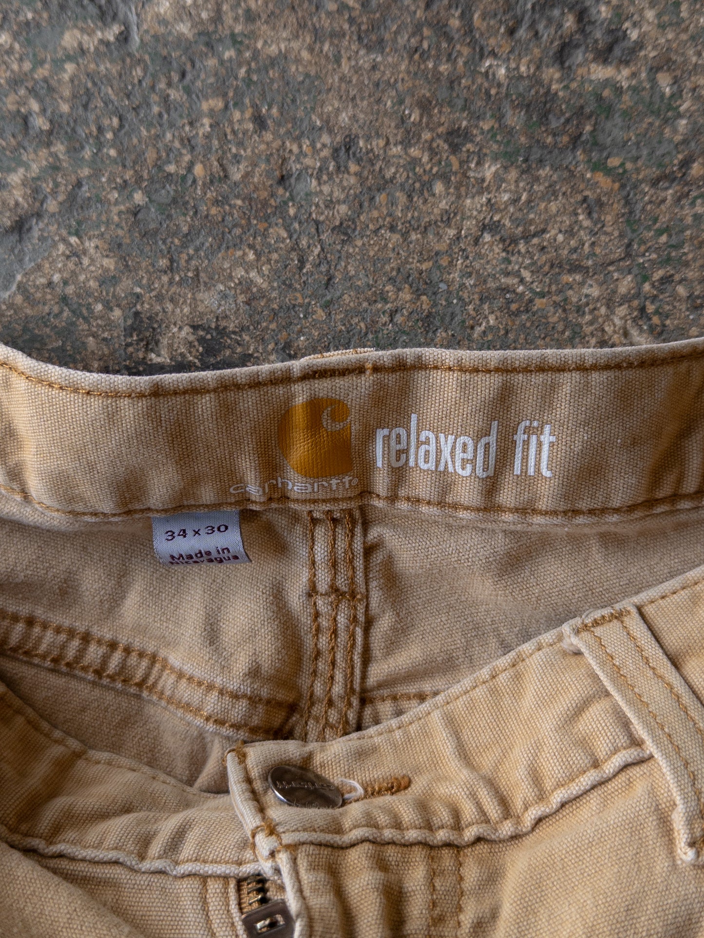 Carhartt Tan Faded Distressed Re-Worked Shorts - 34