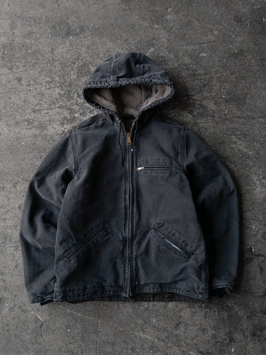 Carhartt Faded Black Sherpa Lined Hooded Jacket - (W) Small
