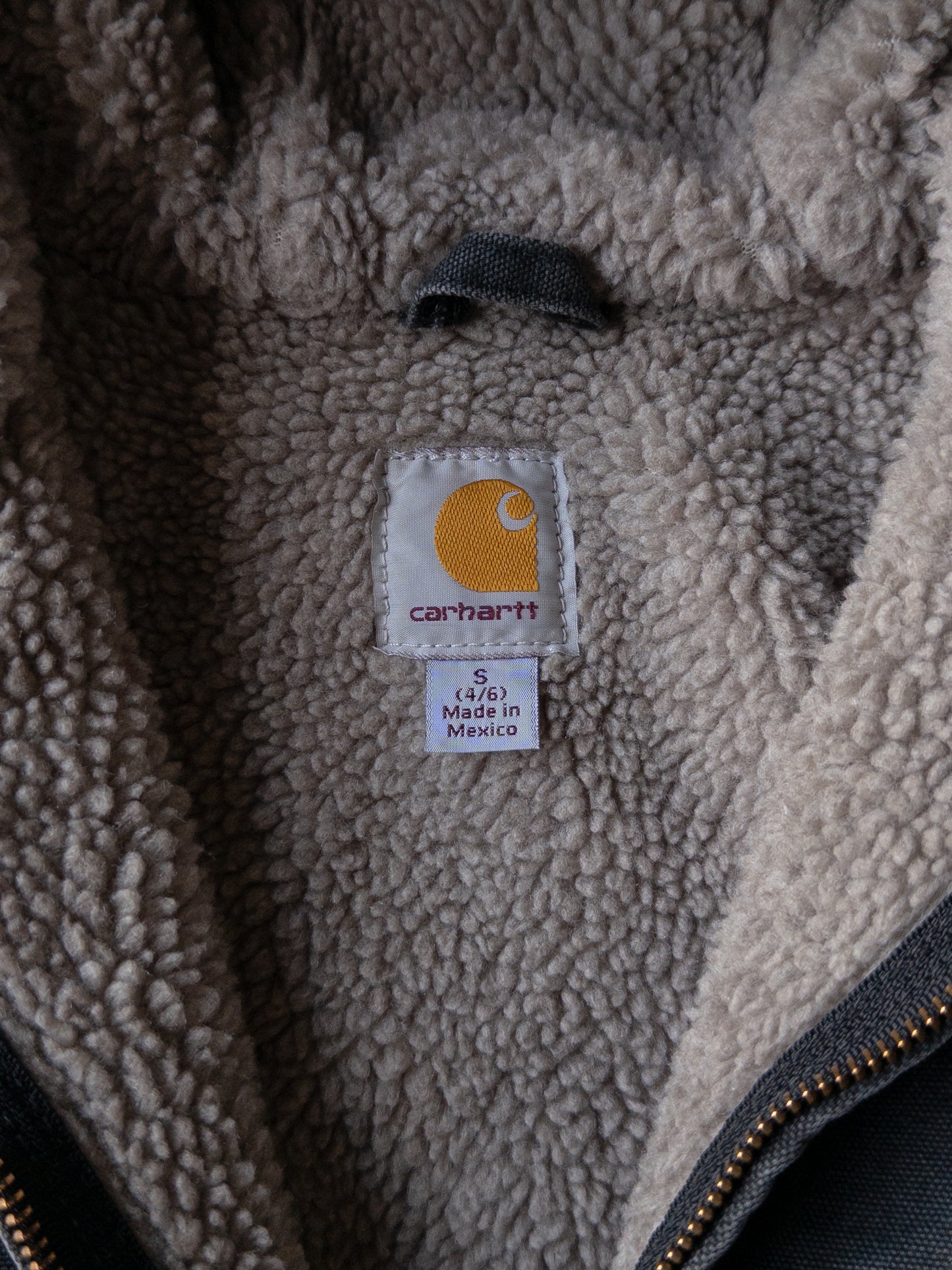 Carhartt Faded Black Sherpa Lined Hooded Jacket - (W) Small