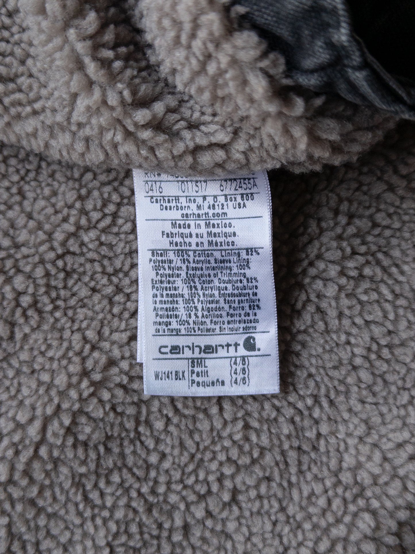 Carhartt Faded Black Sherpa Lined Hooded Jacket - (W) Small