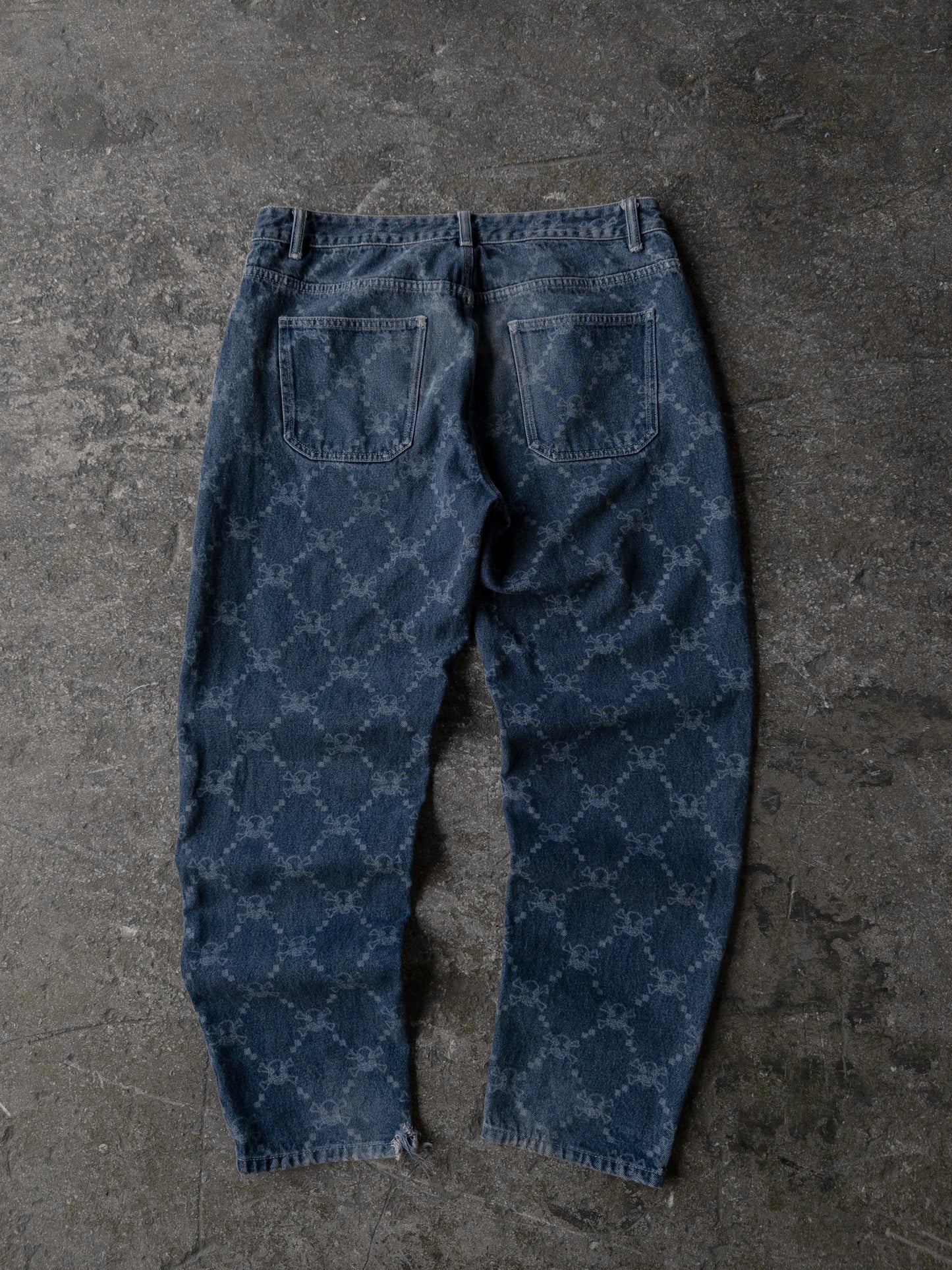 Vintage 2000s Skull Print Denim Jeans - 36