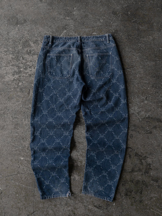 Vintage 2000s Skull Print Denim Jeans - 36