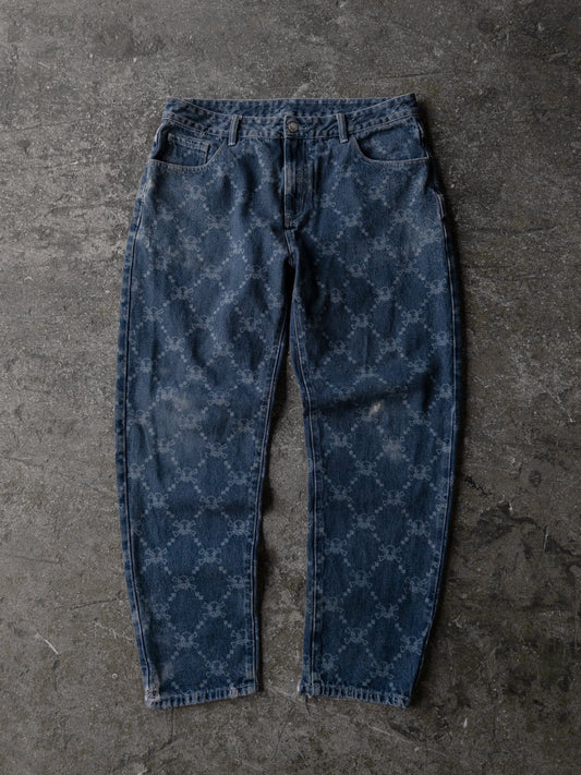 Vintage 2000s Skull Print Denim Jeans - 36
