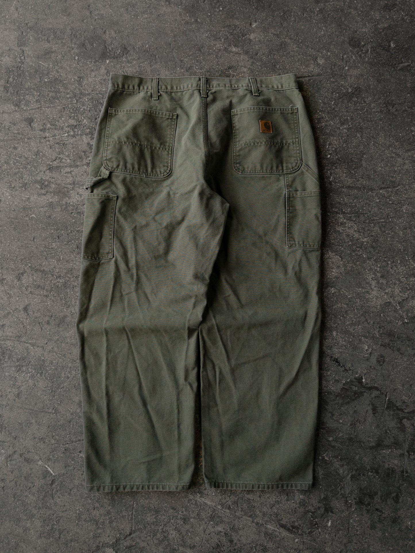 Vintage 2000s Carhartt Distressed Green Dungaree Carpenter Pants - 36x30