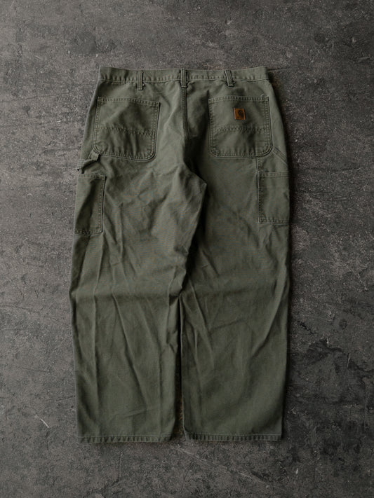 Vintage 2000s Carhartt Distressed Green Dungaree Carpenter Pants - 36x30