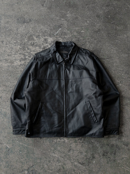 Vintage 2000s St. Johns Bay Black Leather Bomber Jacket - XL