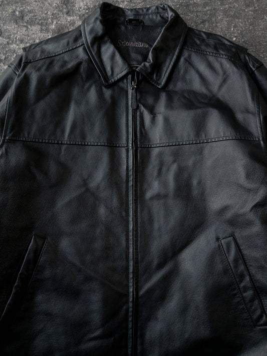 Vintage 2000s St. Johns Bay Black Leather Bomber Jacket - XL