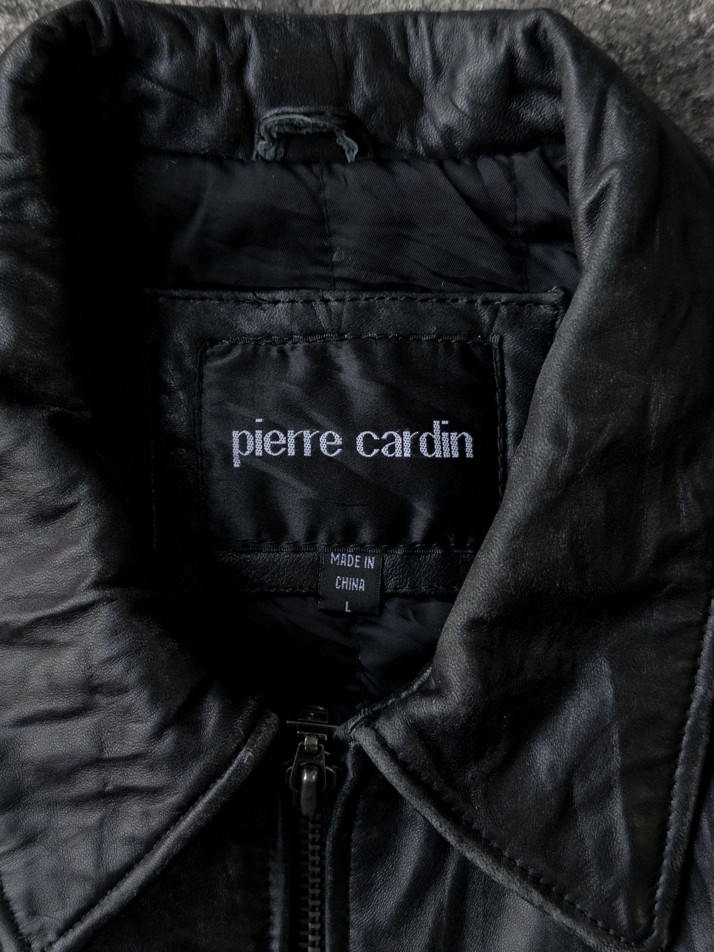 Vintage 2000s Pierre Cardin Black Leather Bomber Jacket - Large