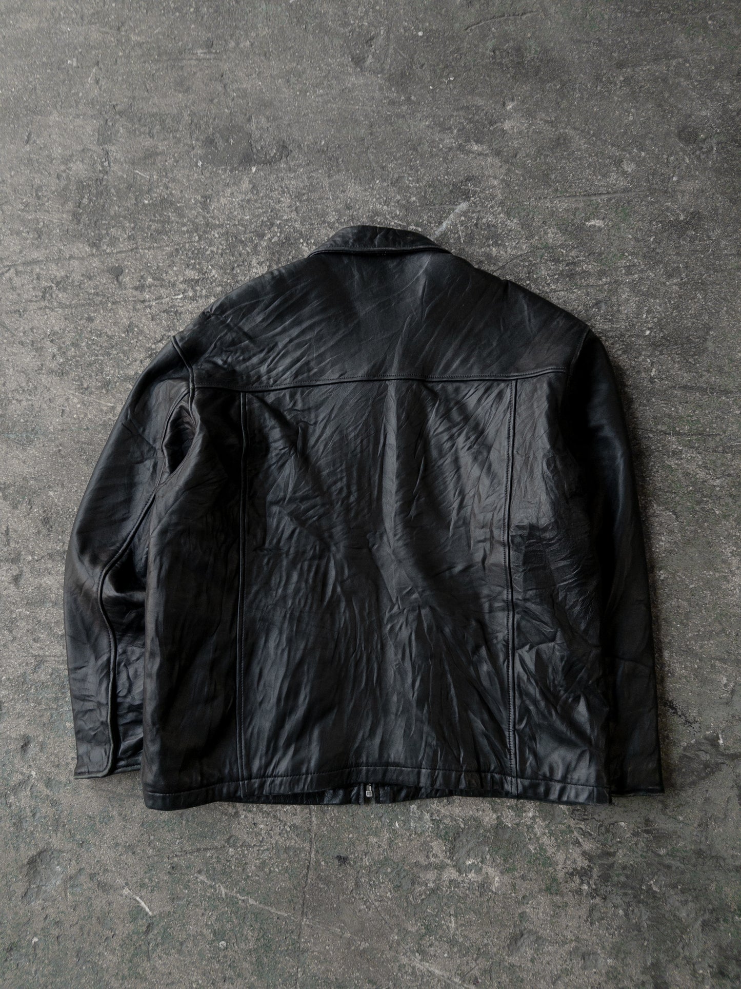 Vintage 2000s Pierre Cardin Black Leather Bomber Jacket - Large