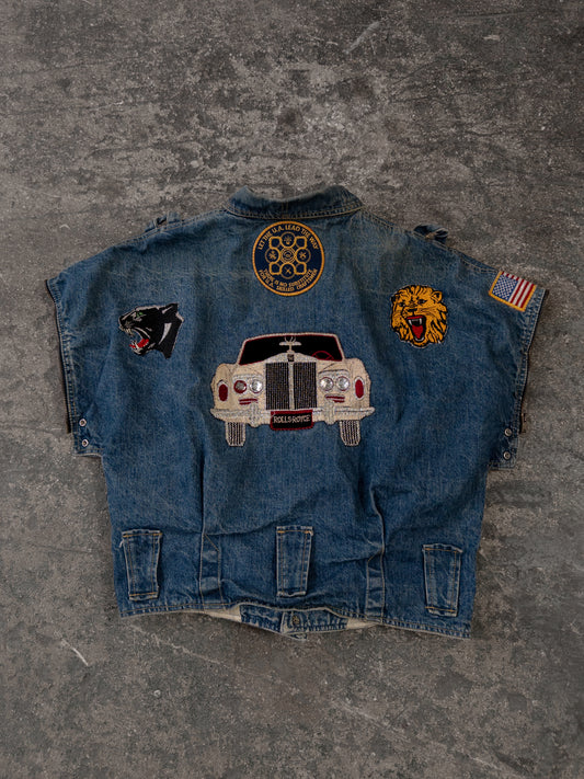 Vintage 90s Guess Patchwork Denim Jacket - Medium