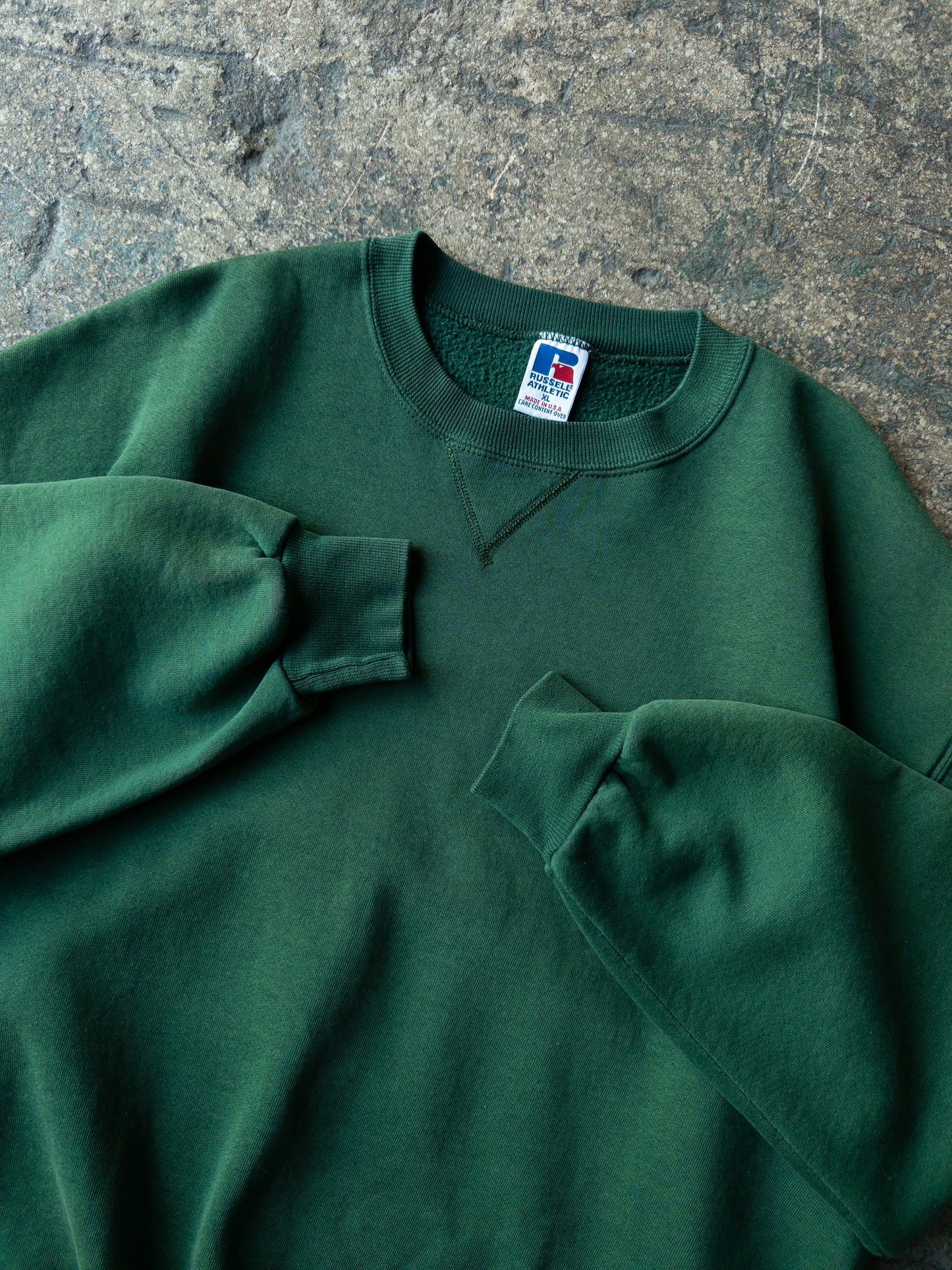 Vintage 90s Russell Athletic Faded Green Crewneck - XL