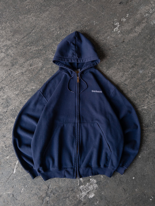 Vintage 2000s Carhartt Navy Blue Zip Up Hoodie - Large
