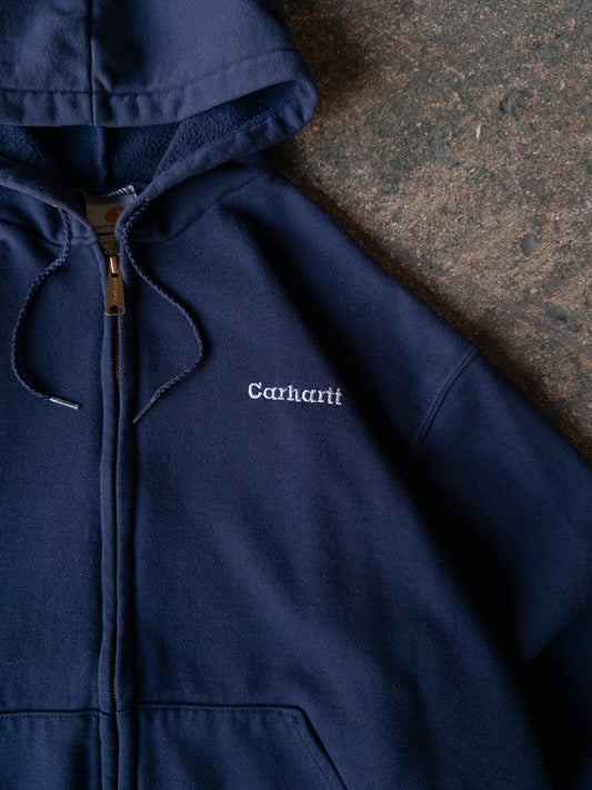 Vintage 2000s Carhartt Navy Blue Zip Up Hoodie - Large