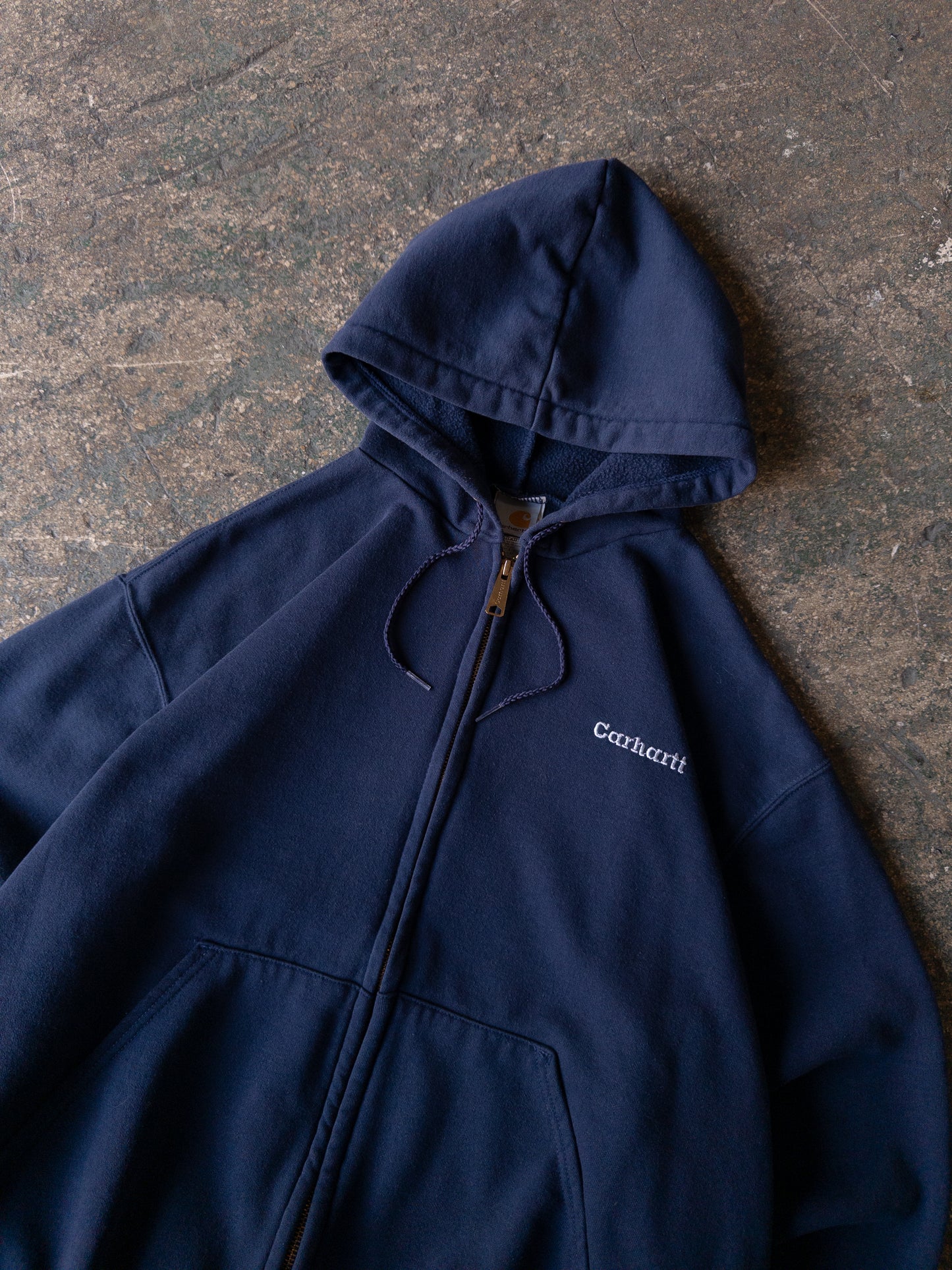 Vintage 2000s Carhartt Navy Blue Zip Up Hoodie - Large