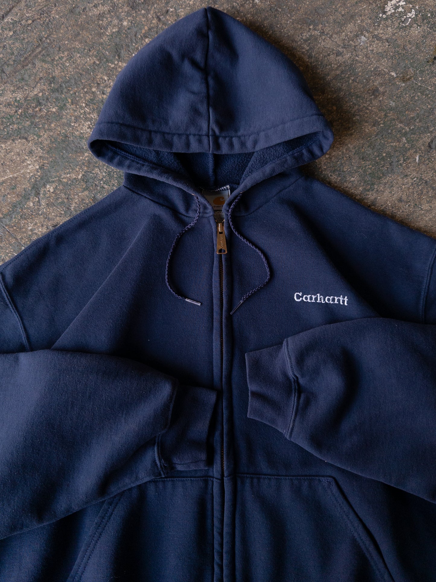 Vintage 2000s Carhartt Navy Blue Zip Up Hoodie - Large
