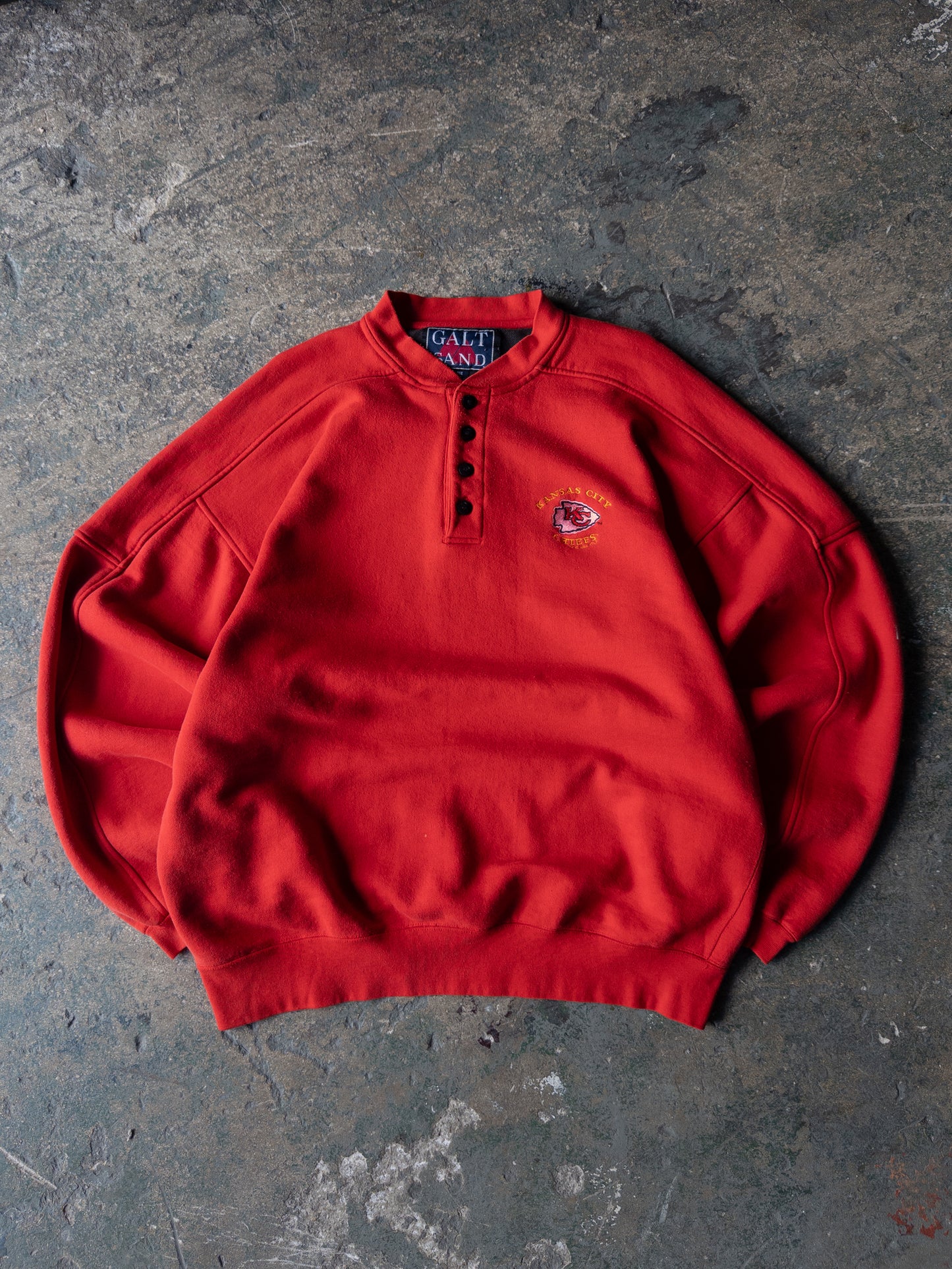 Vintage 90s Kansas City Chiefs Henley Sweatshirt - Large