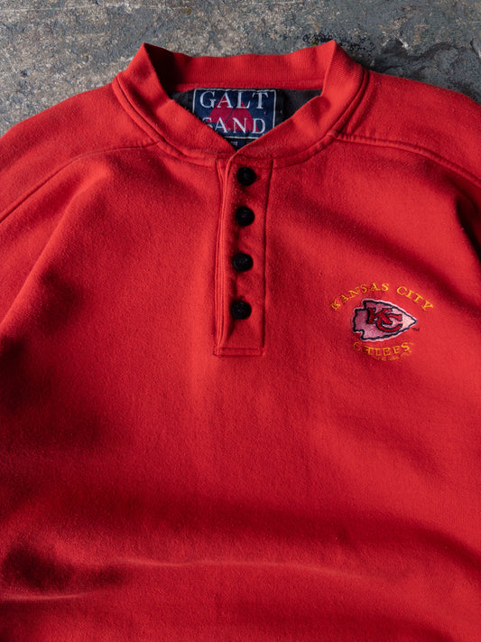 Vintage 90s Kansas City Chiefs Henley Sweatshirt - Large