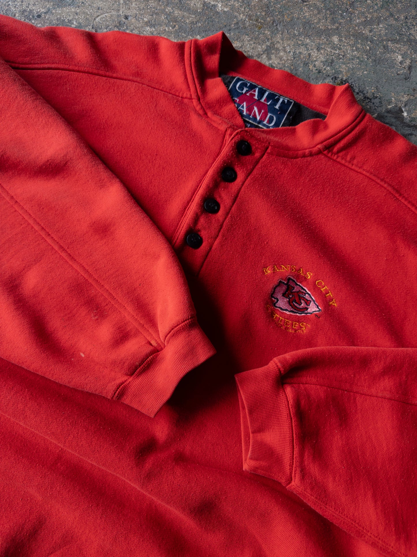 Vintage 90s Kansas City Chiefs Henley Sweatshirt - Large