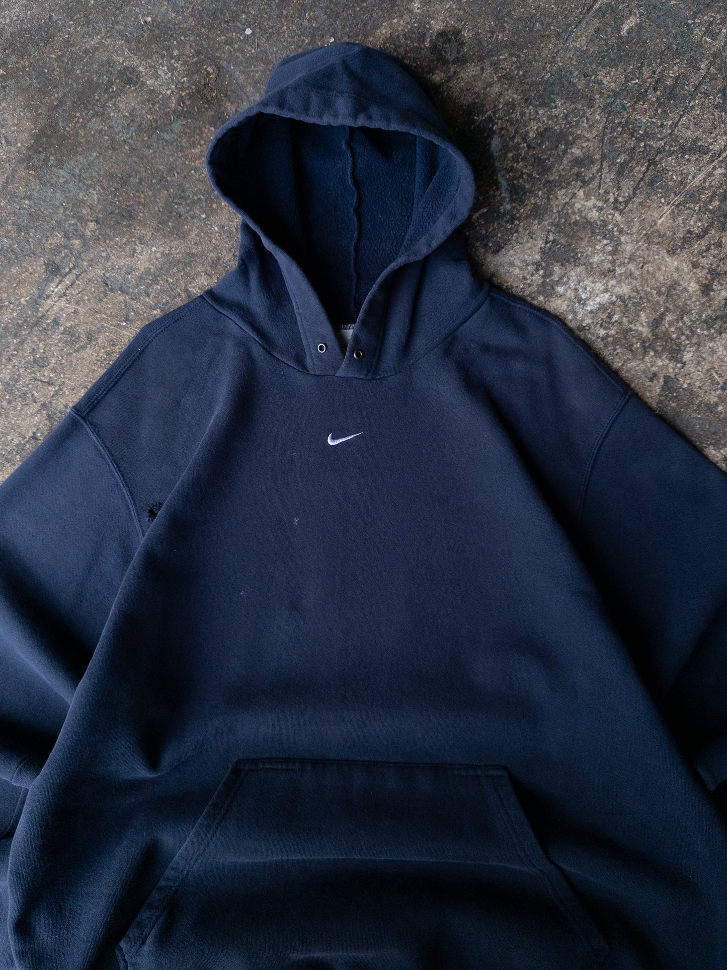 Vintage 2000s Nike Navy Blue Center Swoosh Hoodie - XL