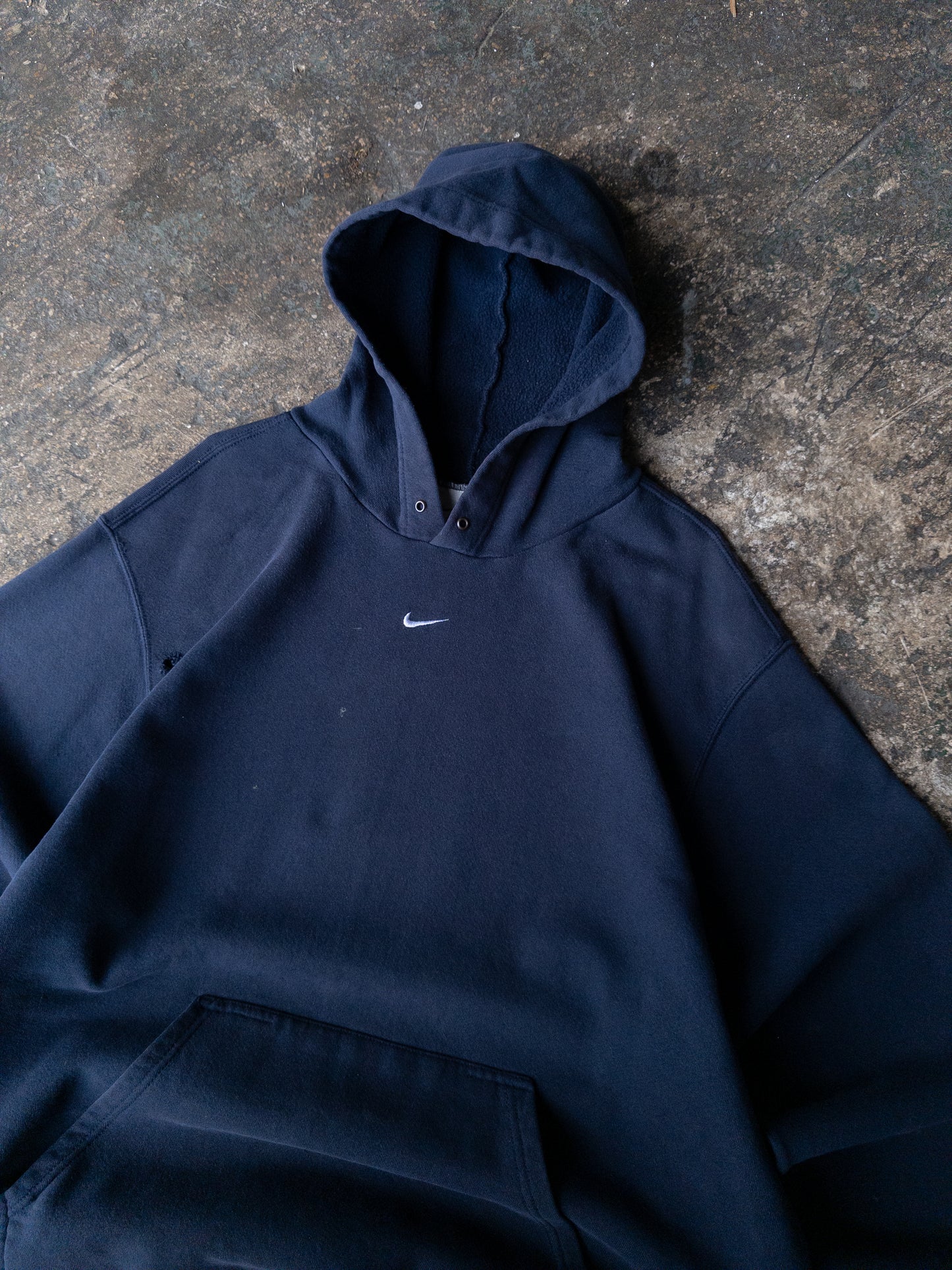 Vintage 2000s Nike Navy Blue Center Swoosh Hoodie - XL