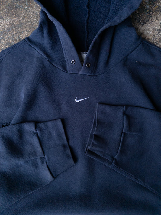 Vintage 2000s Nike Navy Blue Center Swoosh Hoodie - XL
