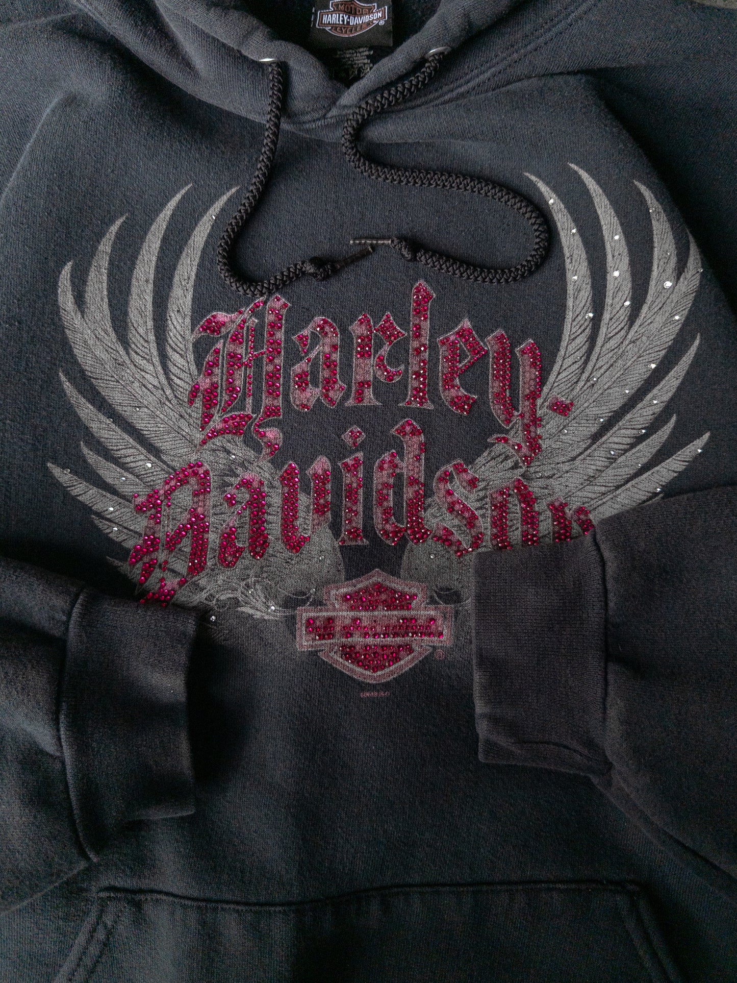 Vintage 2000s Harley Davidson Rhinestone Hoodie - XL