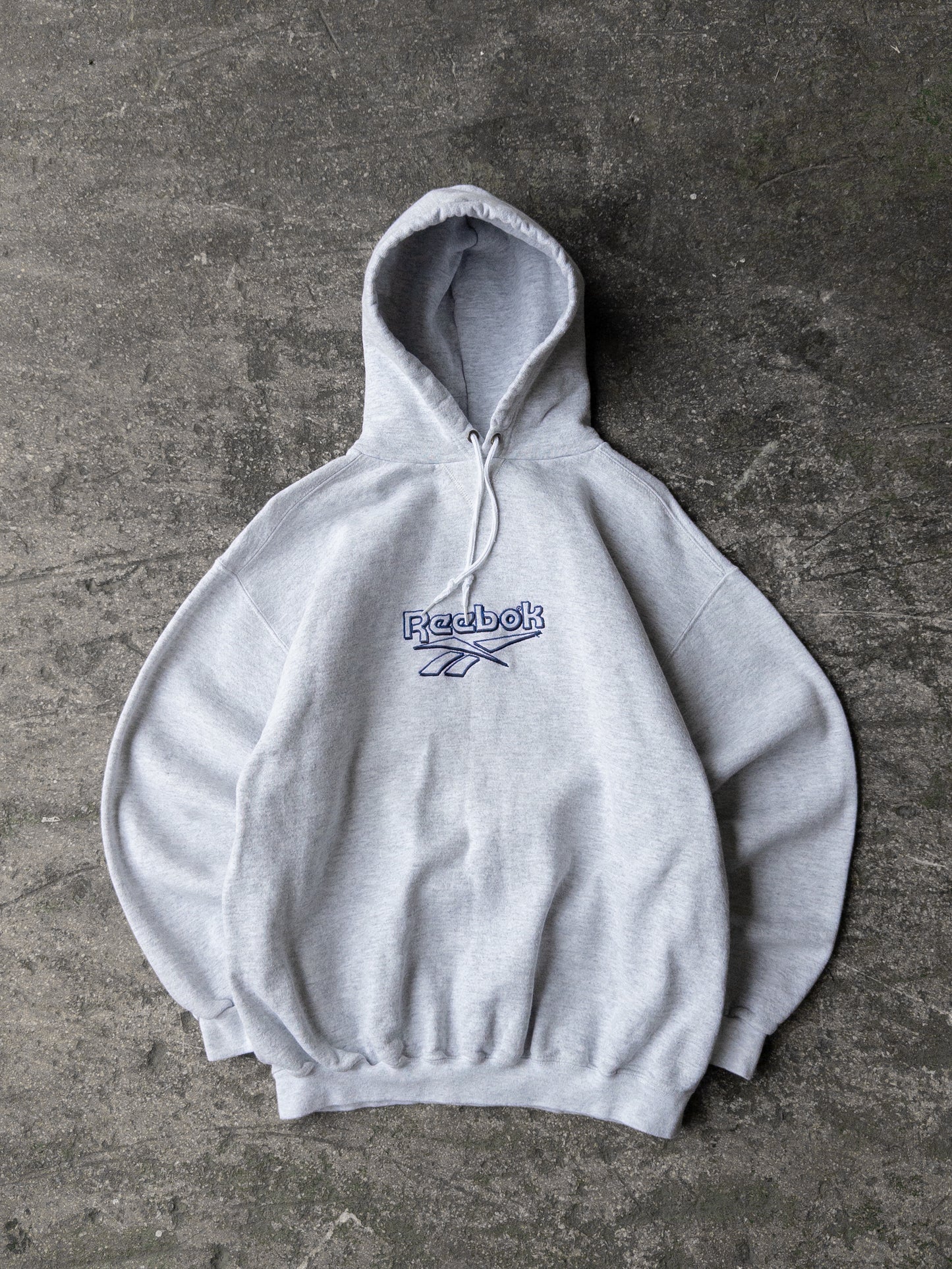 Vintage 90s Reebok Gray Logo Hoodie - Small