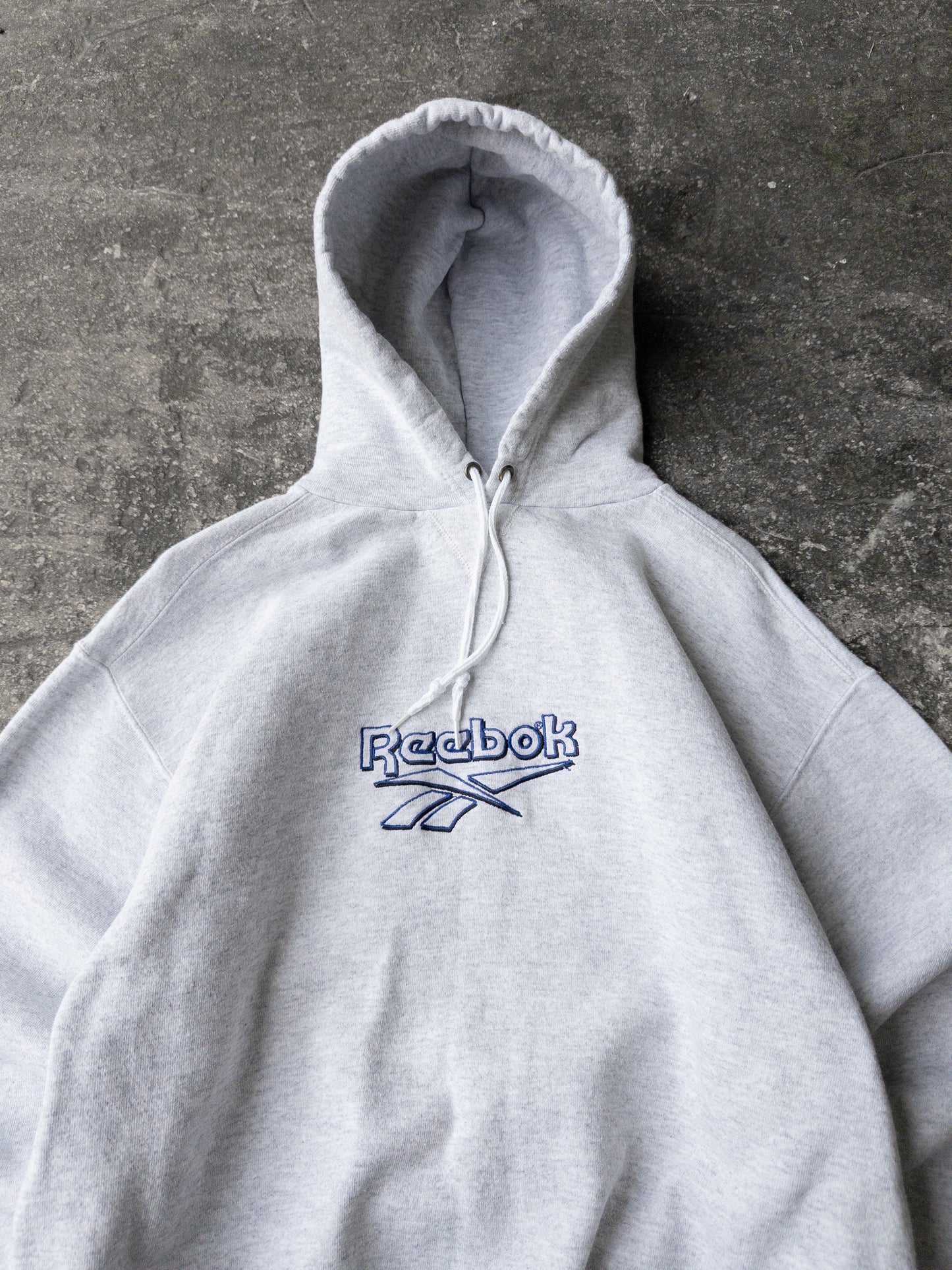 Vintage 90s Reebok Gray Logo Hoodie - Small
